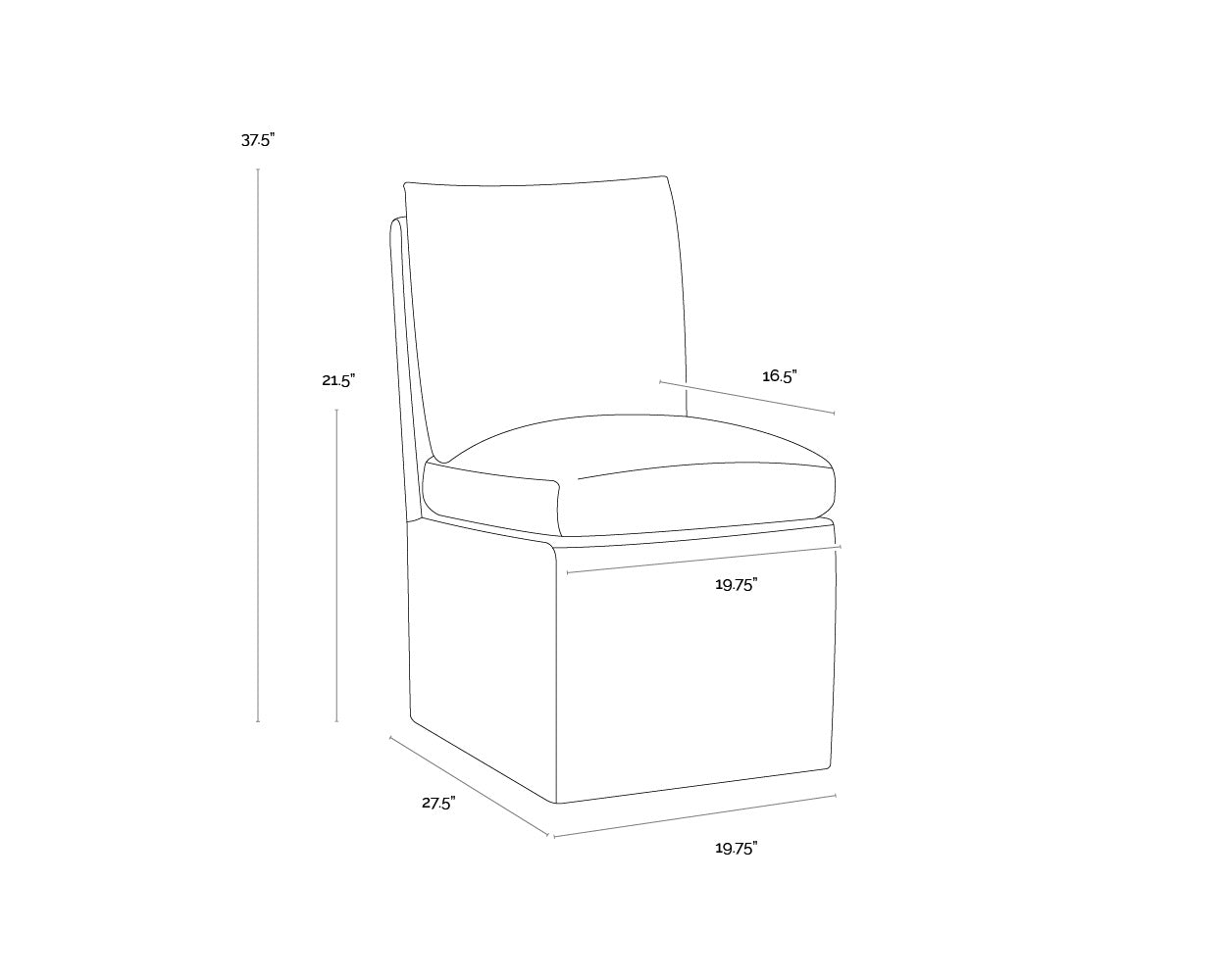Glenris Wheeled Dining Chair FURNITURE - dining chair Sunpan