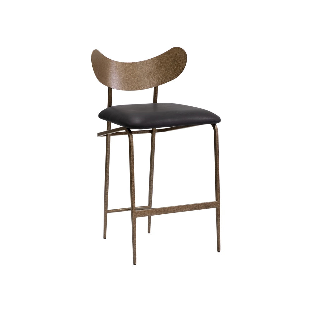 Gibbs Counter Stool FURNITURE - counter stool Sunpan Charcoal Black Leather/Antique Brass