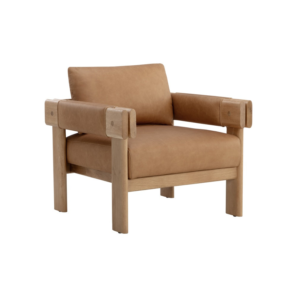 Carvine Lounge Chair FURNITURE - lounge chair Sunpan Ludlow Sesame Leather