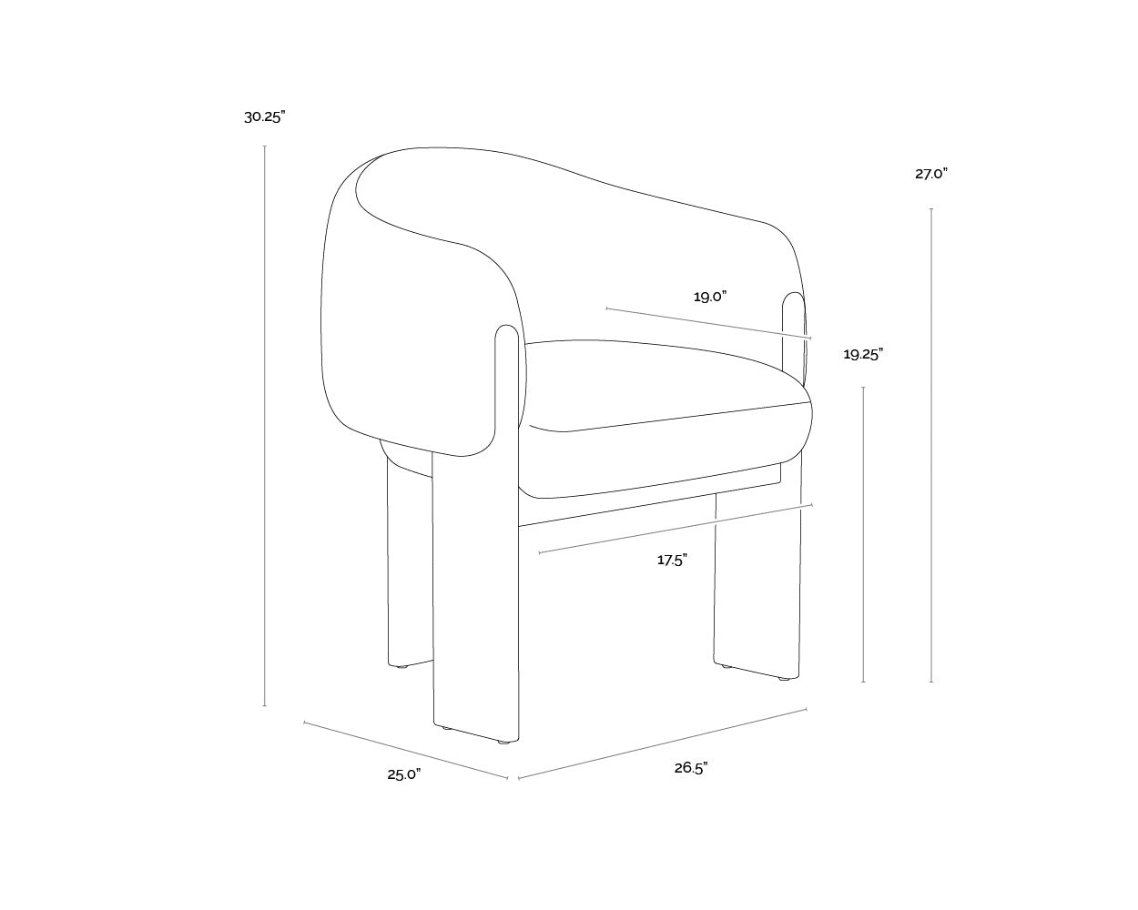 Trina Dining Armchair FURNITURE - dining chair Sunpan