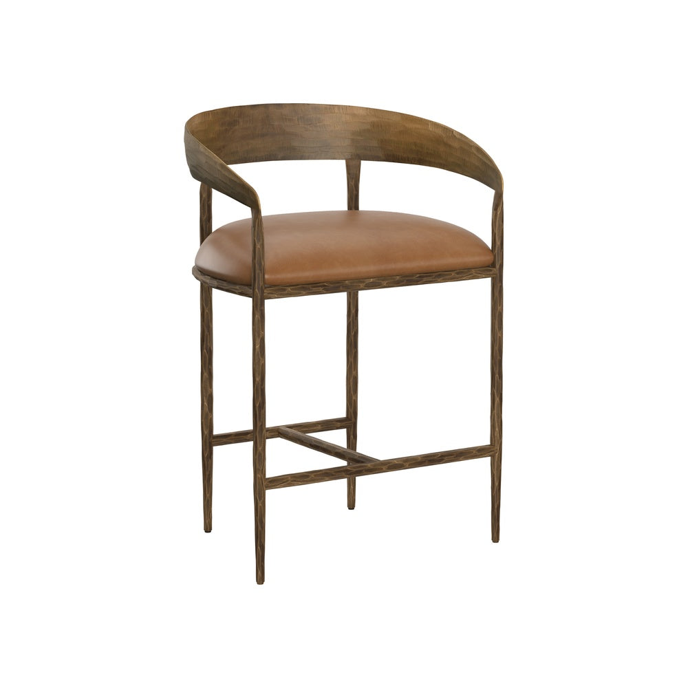 Zanora Counter Stool FURNITURE - counter stool Sunpan Tan Leather
