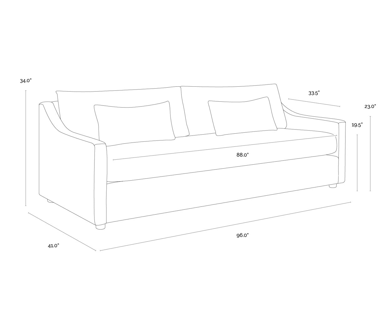 Bramley 96" Sofa FURNITURE - sofa Sunpan