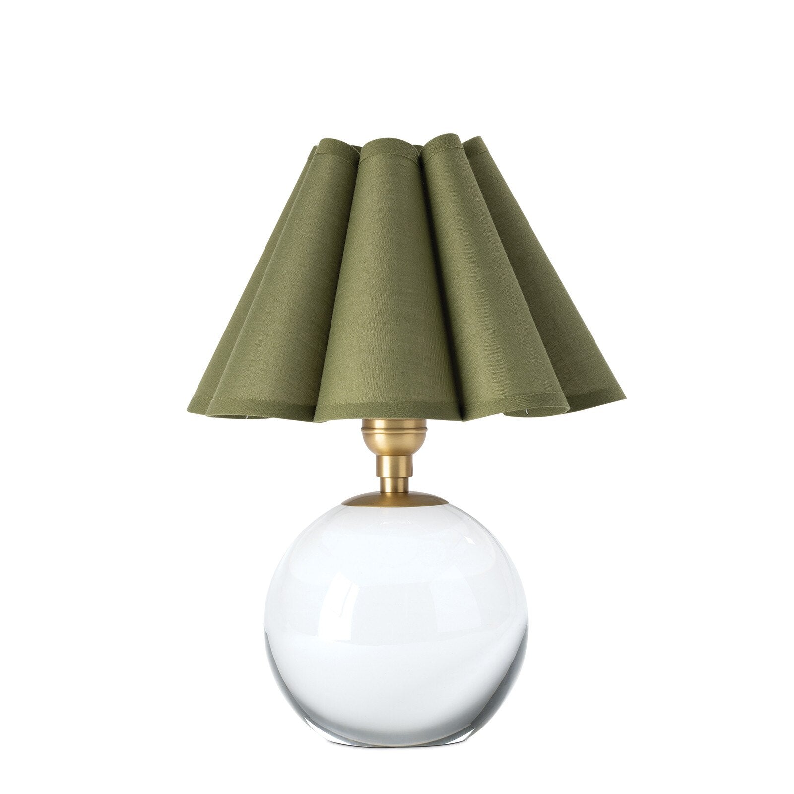 Giorgio Crystal Mini Lamp Mini Lamps Regina Andrew Natural Brass Green Scalloped Shade