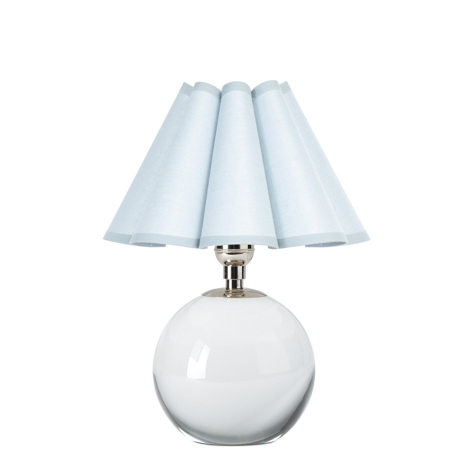 Giorgio Crystal Mini Lamp Mini Lamps Regina Andrew Polished Nickel Light Blue Scalloped Shade