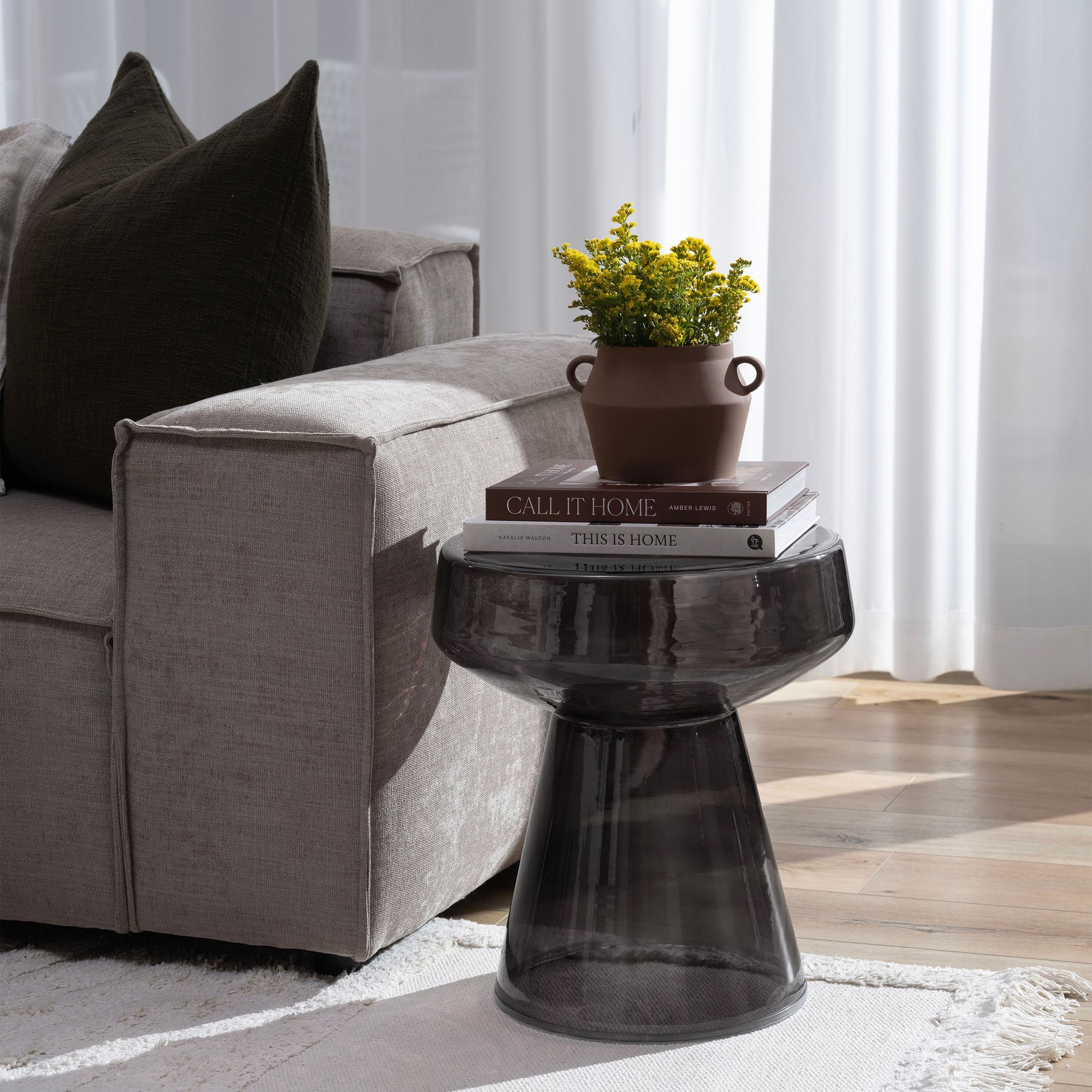 Livia Tinted Glass Side Table 4 - c - FURNITURE - accent table - metal Renwil