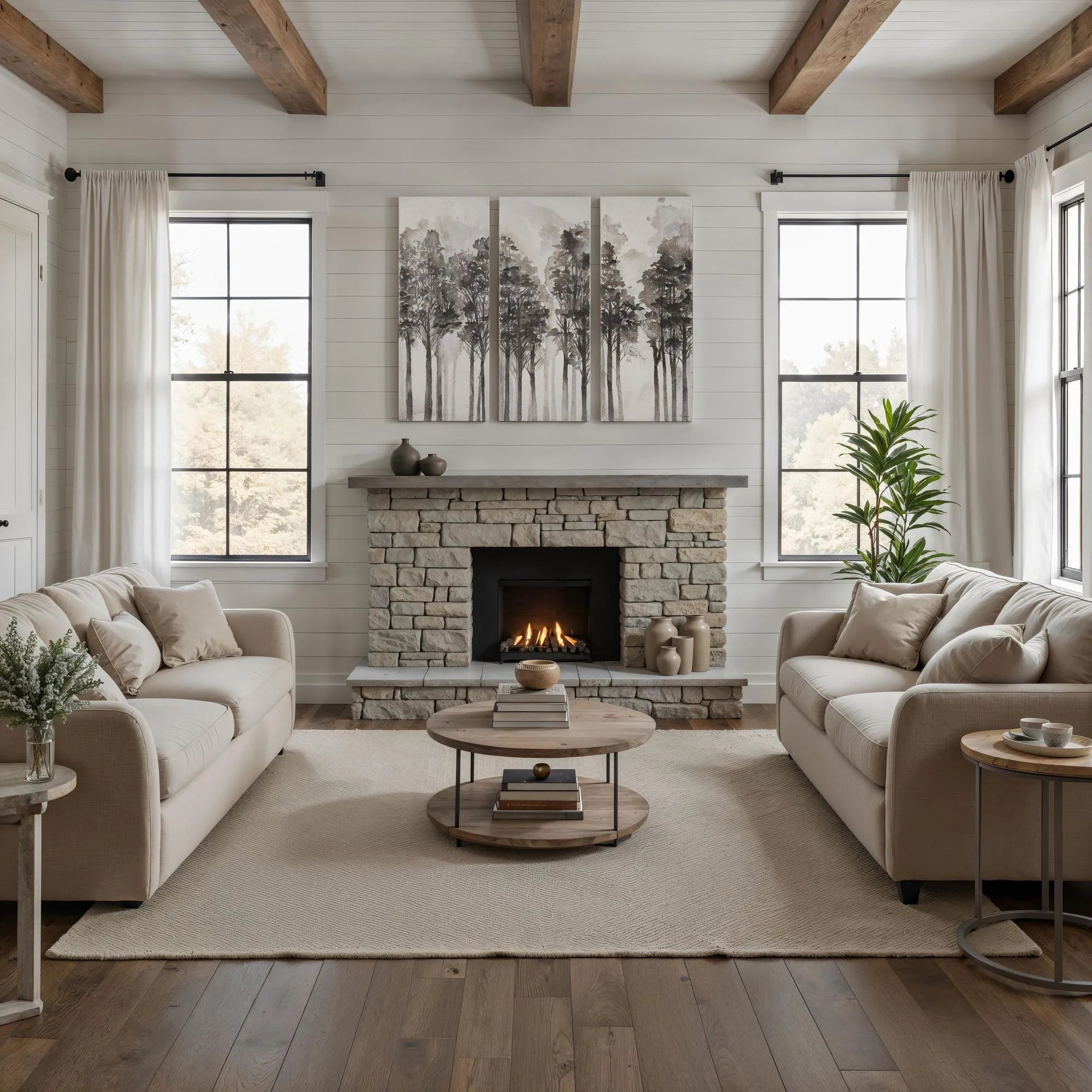 "Woodland Calm" Canvas Trio – view 2