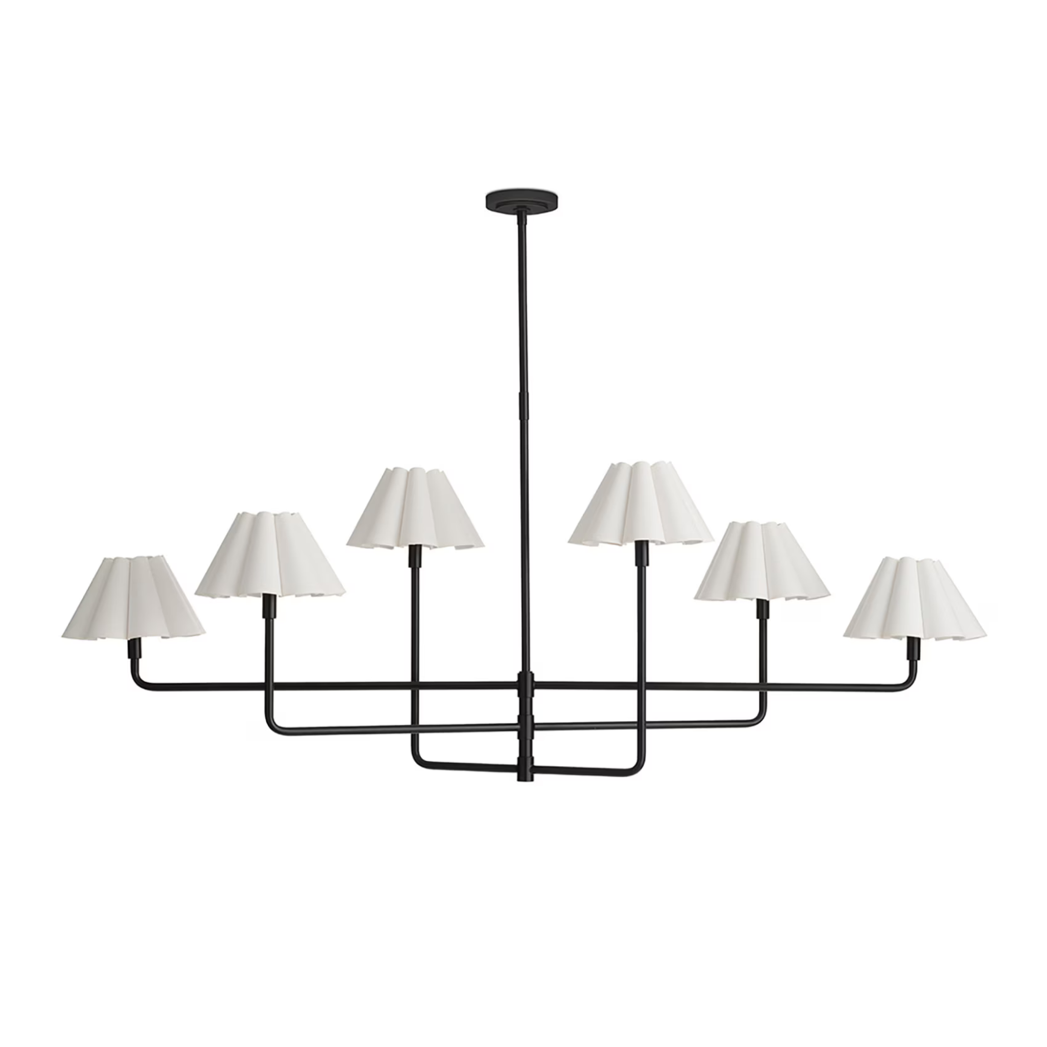 Polly Metal Chandelier - Blackened Brass with White Scalloped Shade Chandelier Regina Andrew