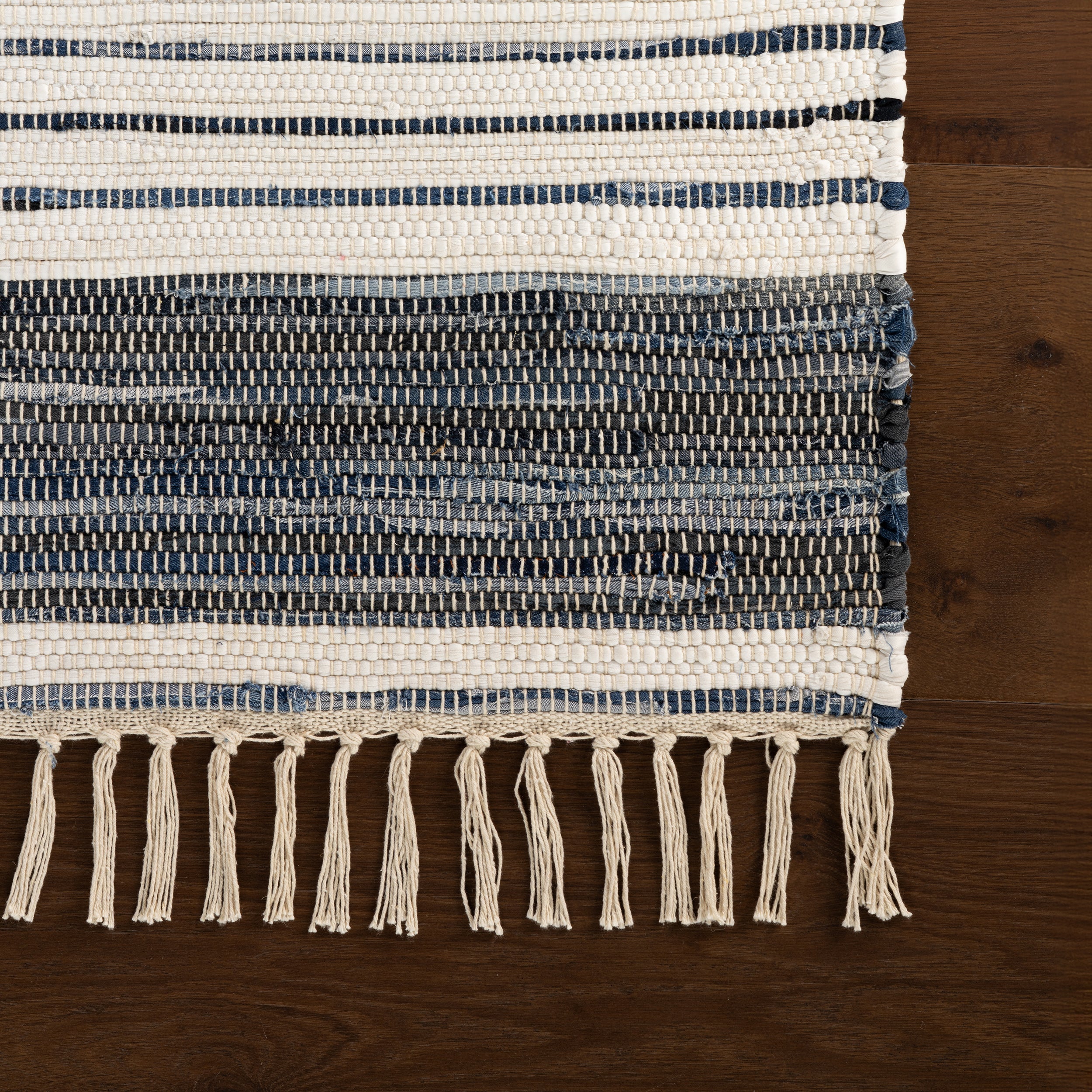 Diora Denim Bohemian Striped Rug RUGS - cotton Dash & Albert