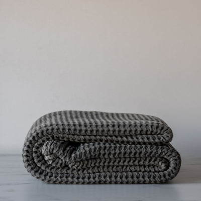 Charcoal Stonewashed Waffle Bed Cover - Rug & Weave