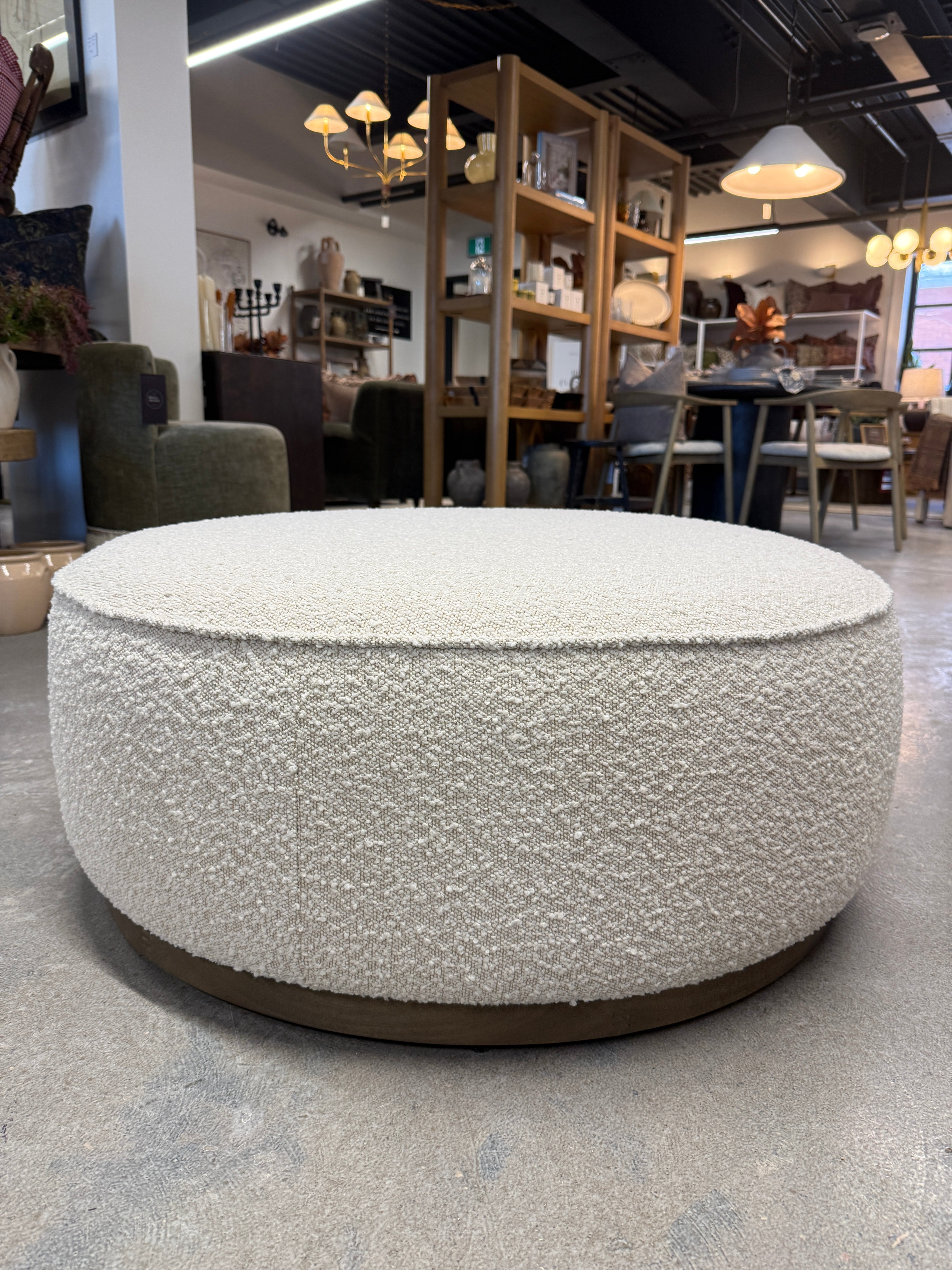 FLOOR MODEL - Sinclair Large Round Ottoman - Knoll Natural FURNITURE - floor model Four Hands