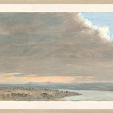 "Hudson River School - Hudson Valley Sunset 1870" Framed Art Print ARTWORK - framed print Celadon Art Large Glass Framed Light Wood