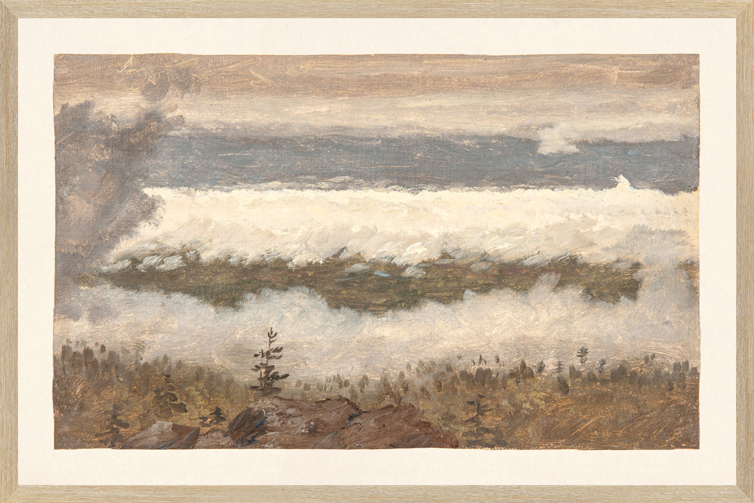 "Hudson River School - Clouds from the Catskills 1870" Framed Art Print ARTWORK - framed print Celadon Art Large Glass Framed Light Wood