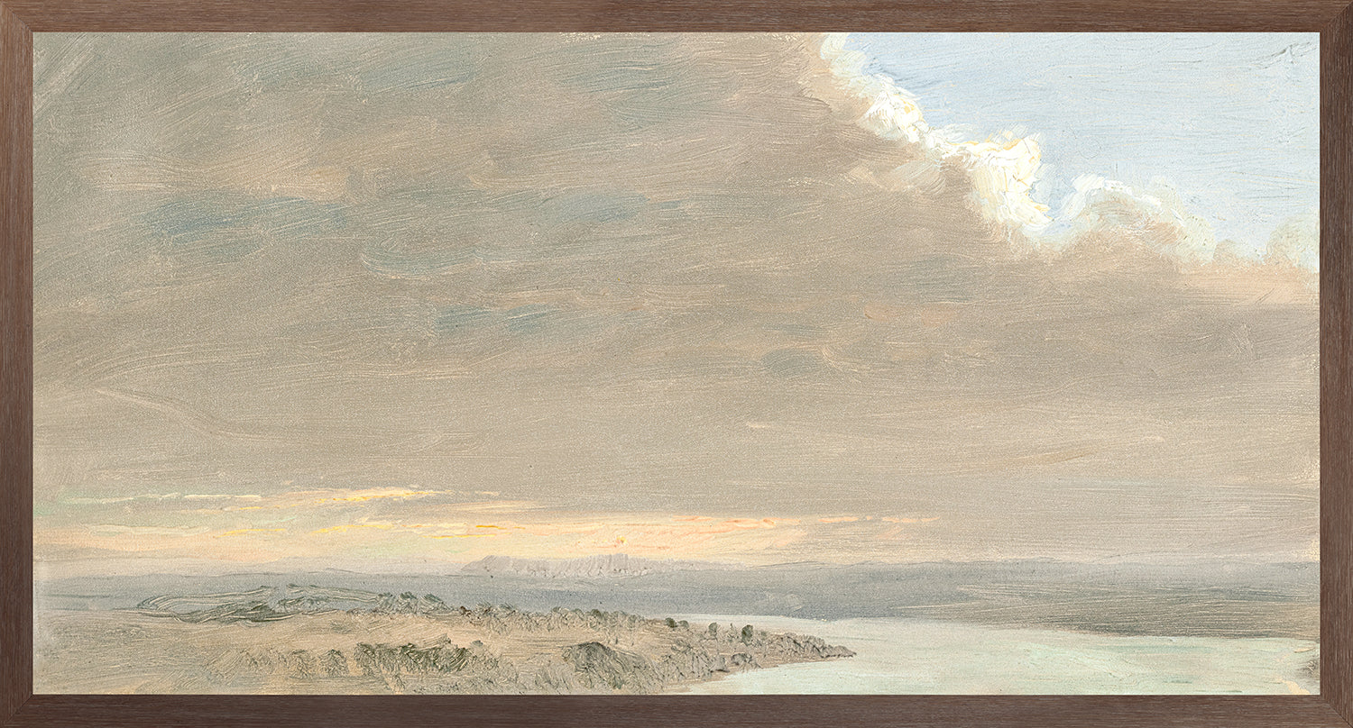 "Hudson River School - Hudson Valley Sunset 1870" Framed Art Print ARTWORK - framed print Celadon Art Large Canvas On Board Dark Wood