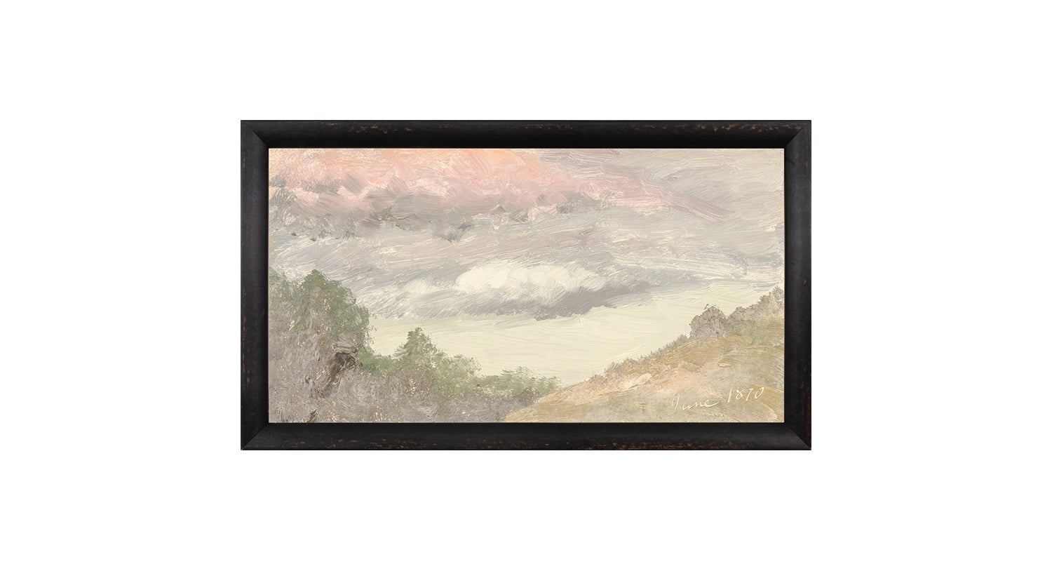 "Hudson River School - Clouds Over Church's Farm 1870" Framed Art Print ARTWORK - framed print Celadon Art Small Canvas On Board Black