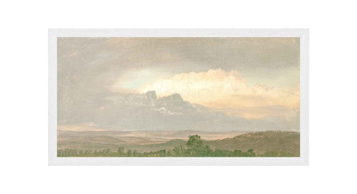 "Hudson River School - Clouds Over the Hills 1865" Framed Art Print ARTWORK - framed print Celadon Art Medium Canvas On Board White