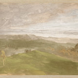 "Hudson River School - Hudson Valley Summer View 1870" Framed Art Print ARTWORK - framed print Celadon Art Large Canvas On Board Light Wood