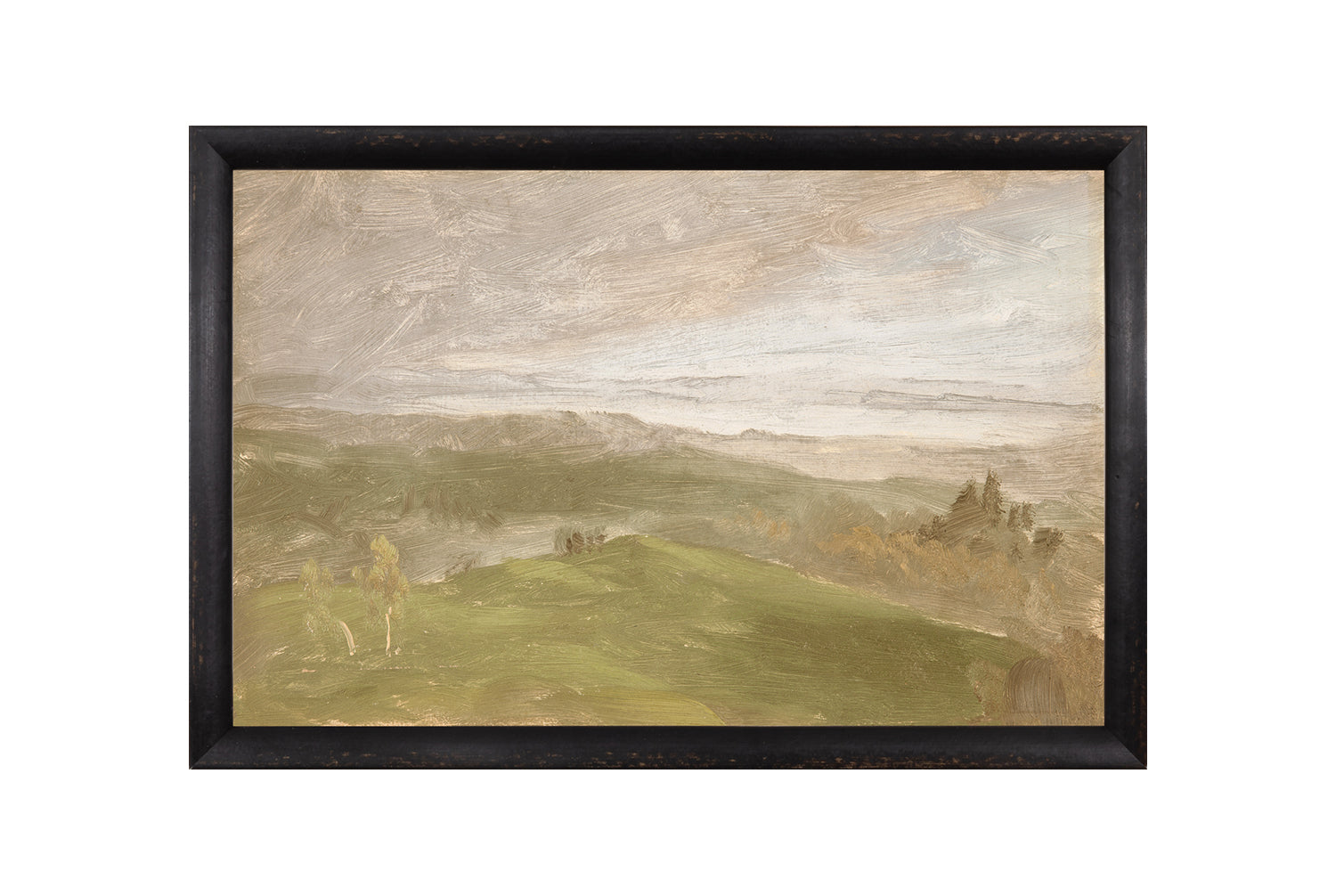 "Hudson River School - Hudson Valley Summer View 1870" Framed Art Print ARTWORK - framed print Celadon Art Medium Canvas On Board Black