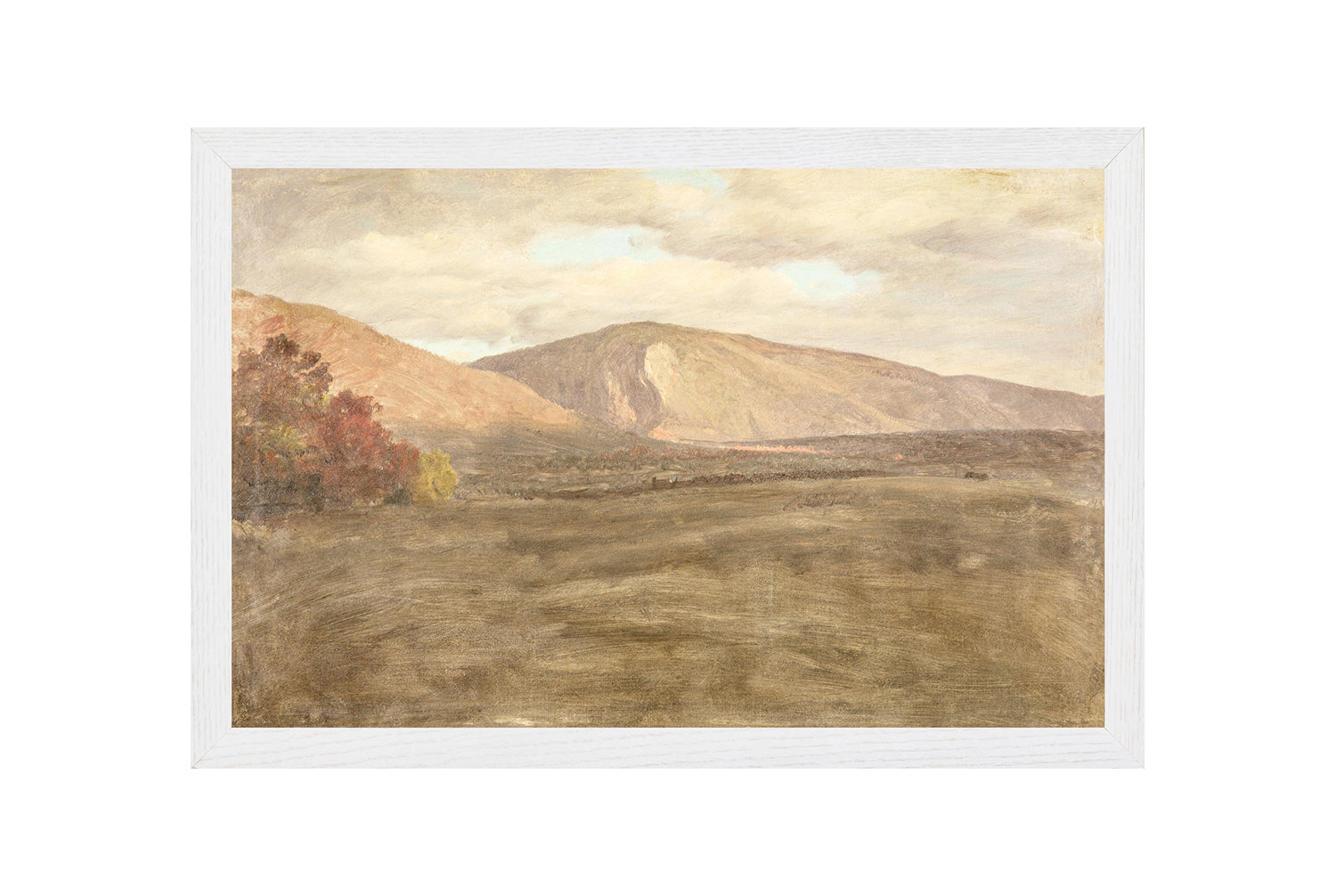 "Hudson River School - Mount Katahdin 1870" Framed Art Print ARTWORK - framed print Celadon Art Medium Canvas On Board White