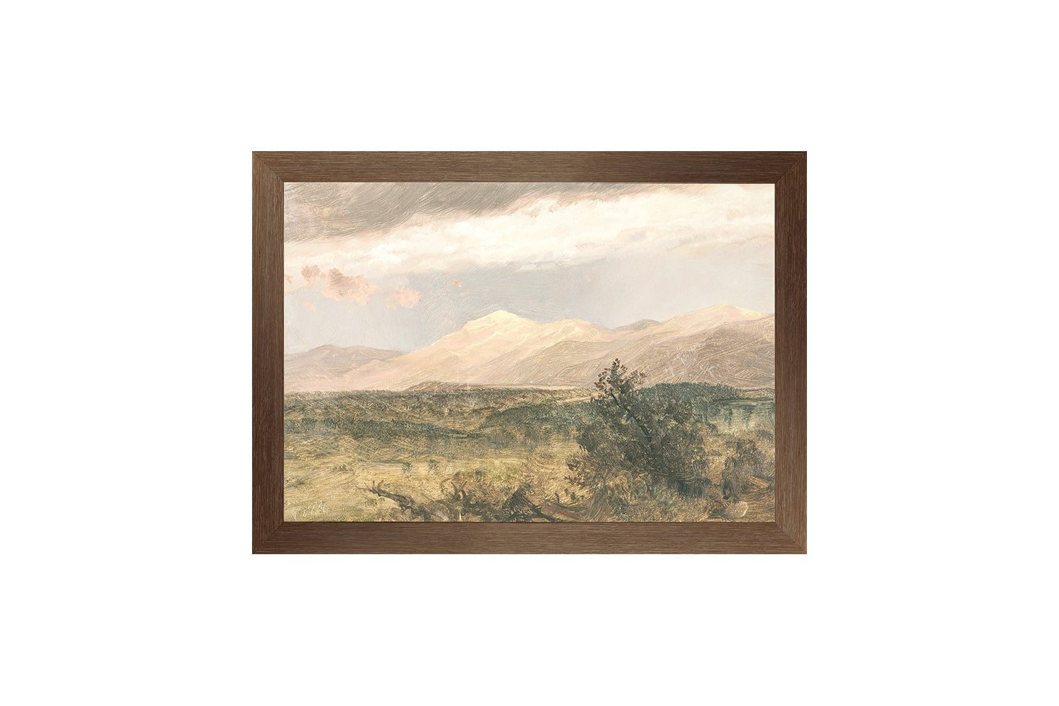 "Hudson River School - Catskills at Sunset 1870" Framed Art Print ARTWORK - framed print Celadon Art Small Canvas On Board Dark Wood