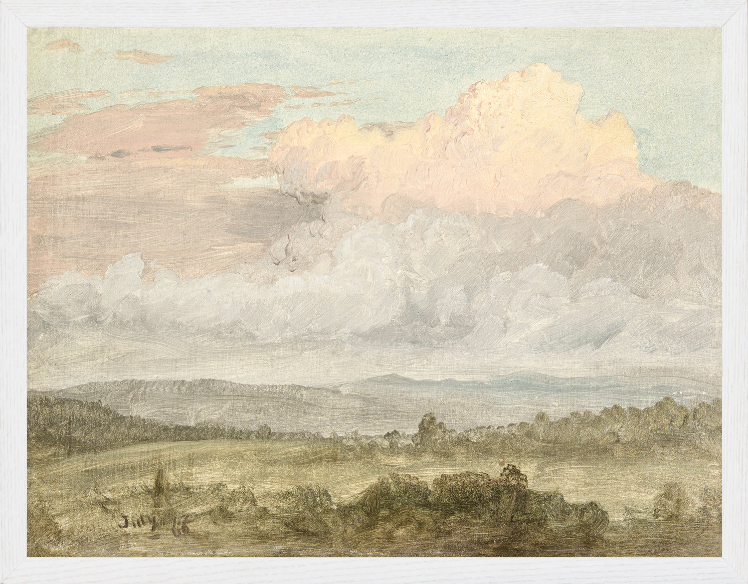 "Hudson River School - Hudson Valley Clouds 1870" Framed Art Print ARTWORK - framed print Celadon Art Large Canvas On Board White