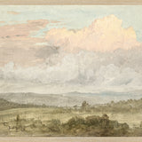 "Hudson River School - Hudson Valley Clouds 1870" Framed Art Print ARTWORK - framed print Celadon Art Large Canvas On Board Light Wood