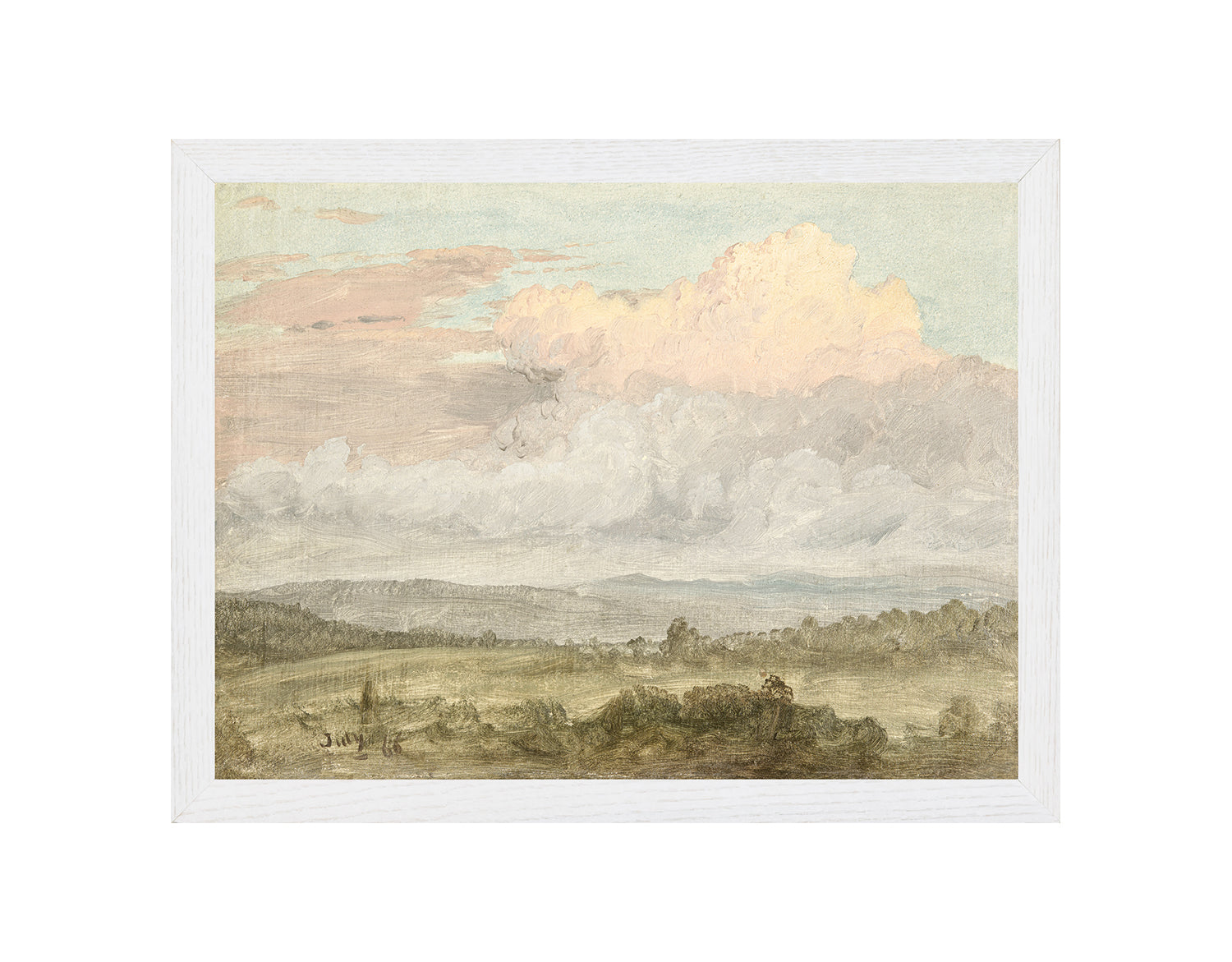 "Hudson River School - Hudson Valley Clouds 1870" Framed Art Print ARTWORK - framed print Celadon Art Medium Canvas On Board White