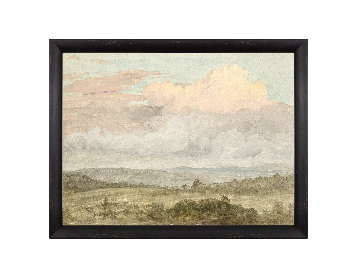 "Hudson River School - Hudson Valley Clouds 1870" Framed Art Print ARTWORK - framed print Celadon Art Medium Canvas On Board Black