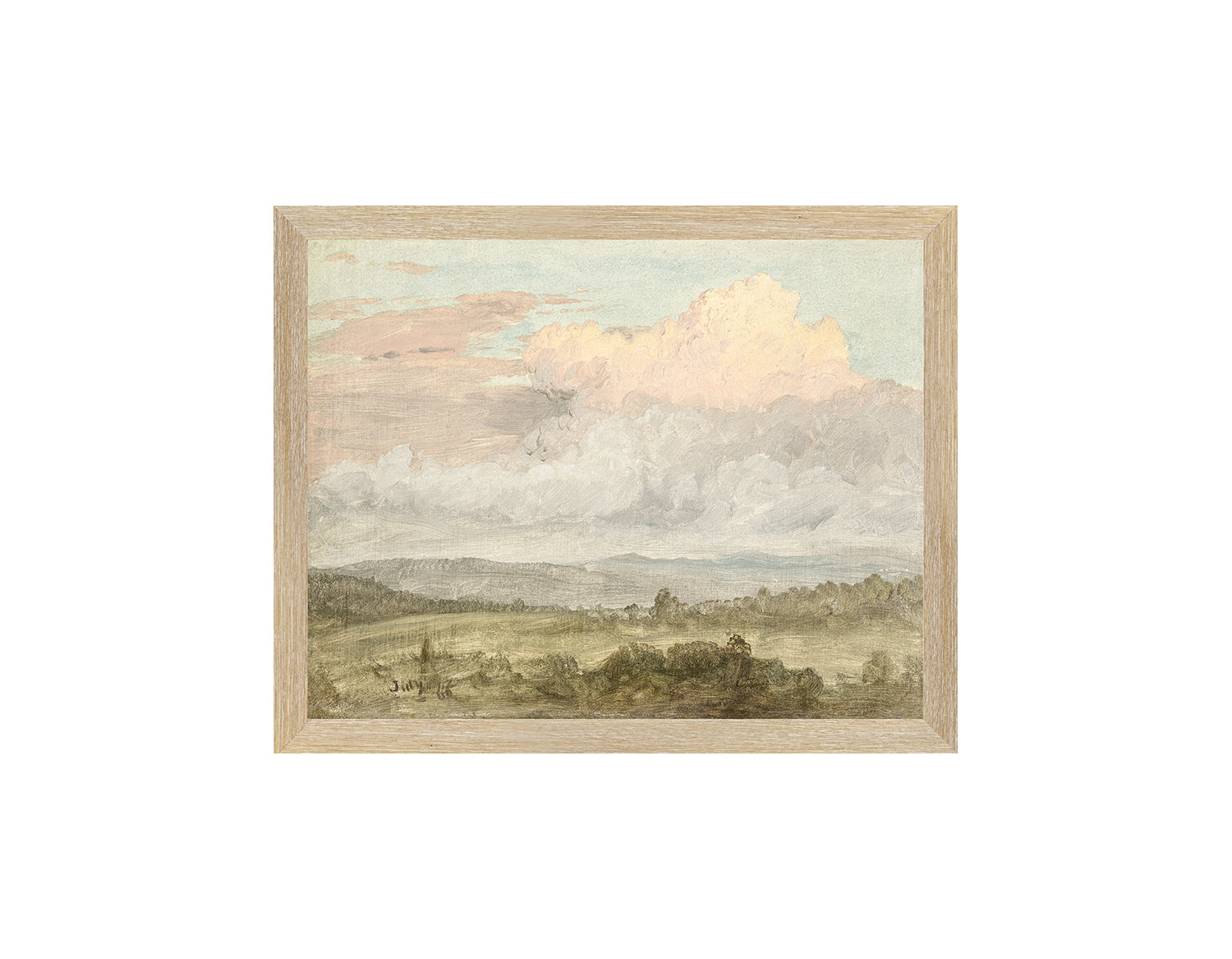 "Hudson River School - Hudson Valley Clouds 1870" Framed Art Print ARTWORK - framed print Celadon Art Small Canvas On Board Light Wood
