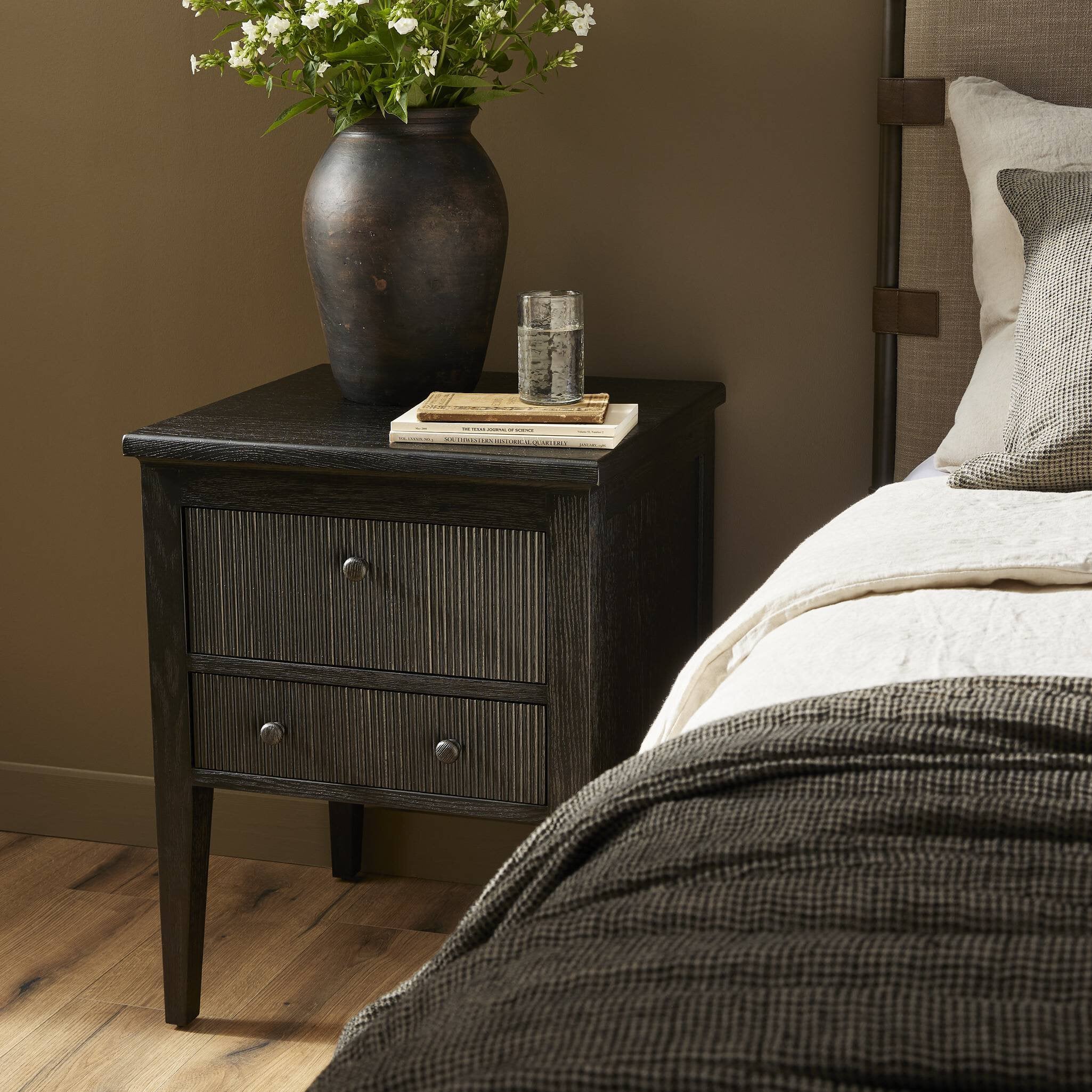 Bush Nightstand - Distressed Black FURNITURE - nightstands Four Hands