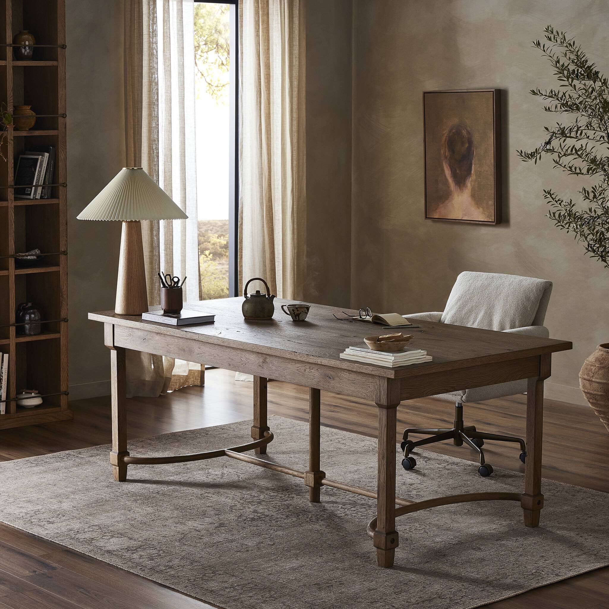 Edison Desk - Worn Oak Veneer Desks Four Hands