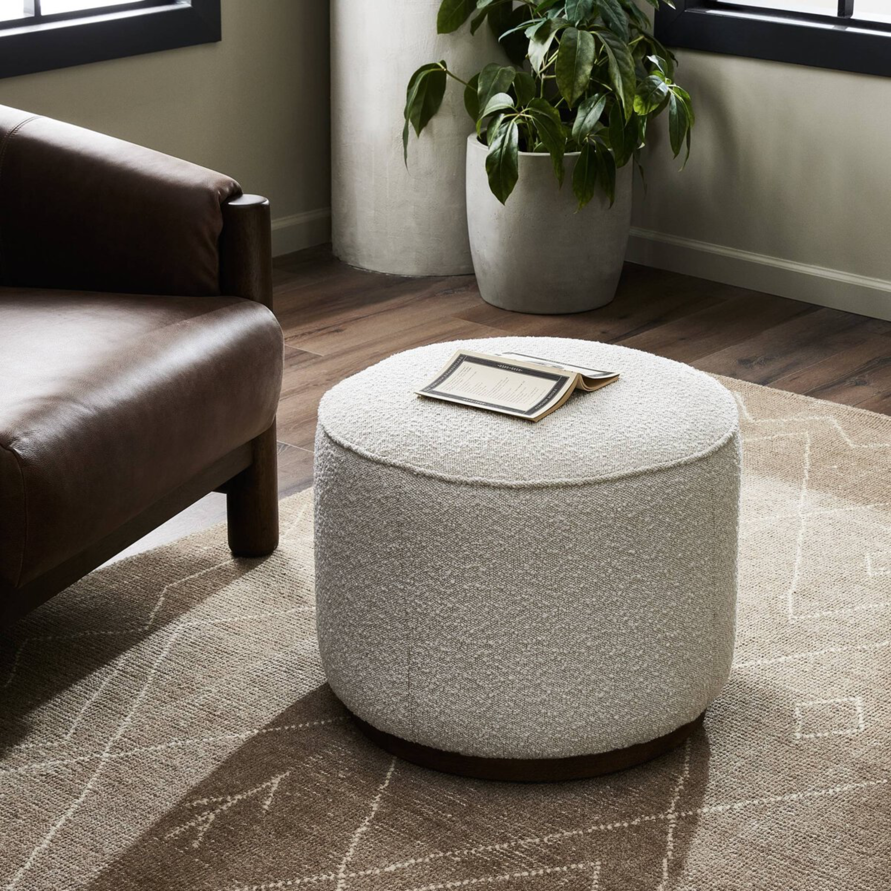 Sinclair Round Ottoman FURNITURE - ottoman Four Hands