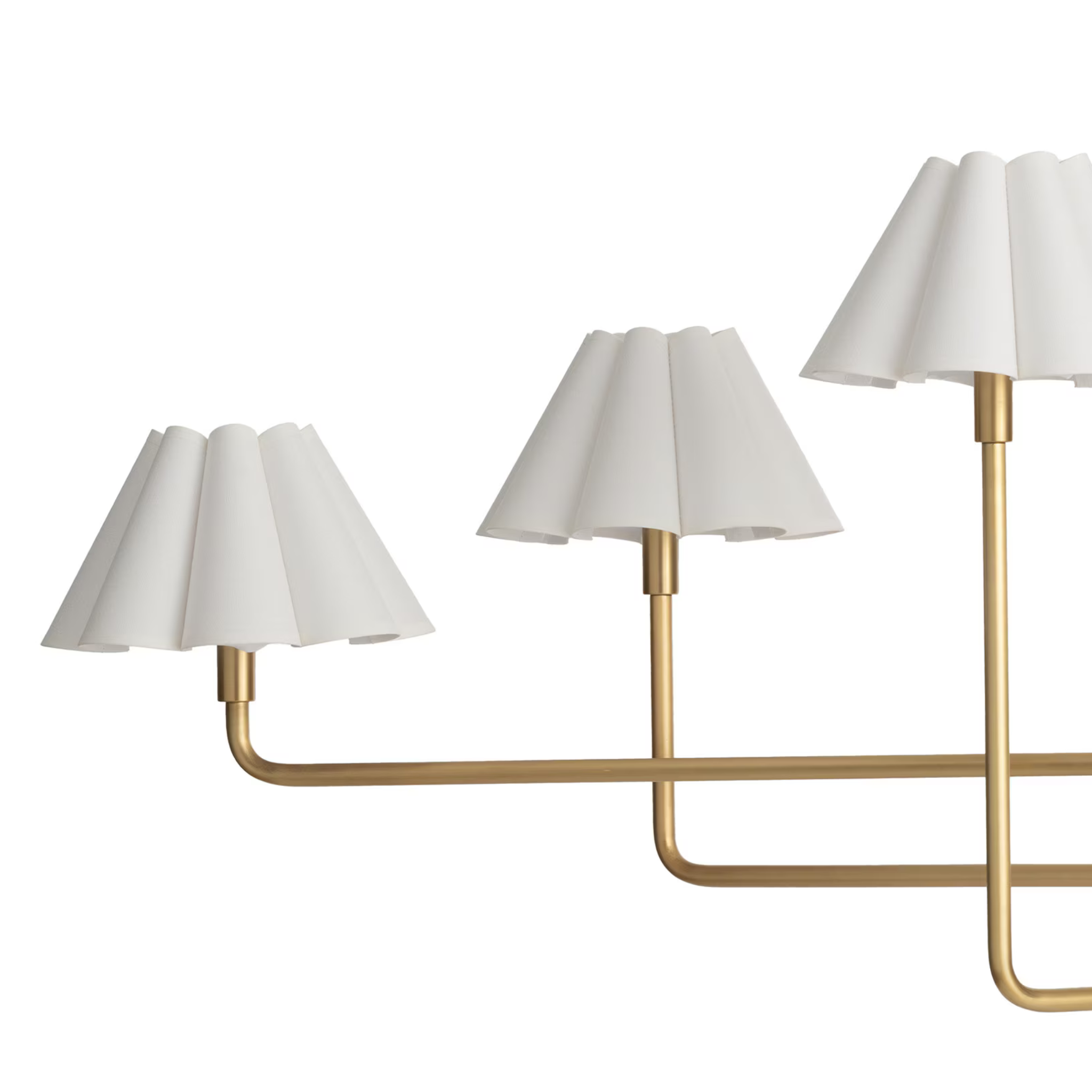 Polly Metal Chandelier - Natural Brass with White Scalloped Shade – view 2