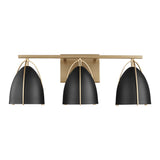 Norman Three Light Wall / Bath LIGHTING - vanity Visual Comfort - Studio Midnight Black Satin Brass