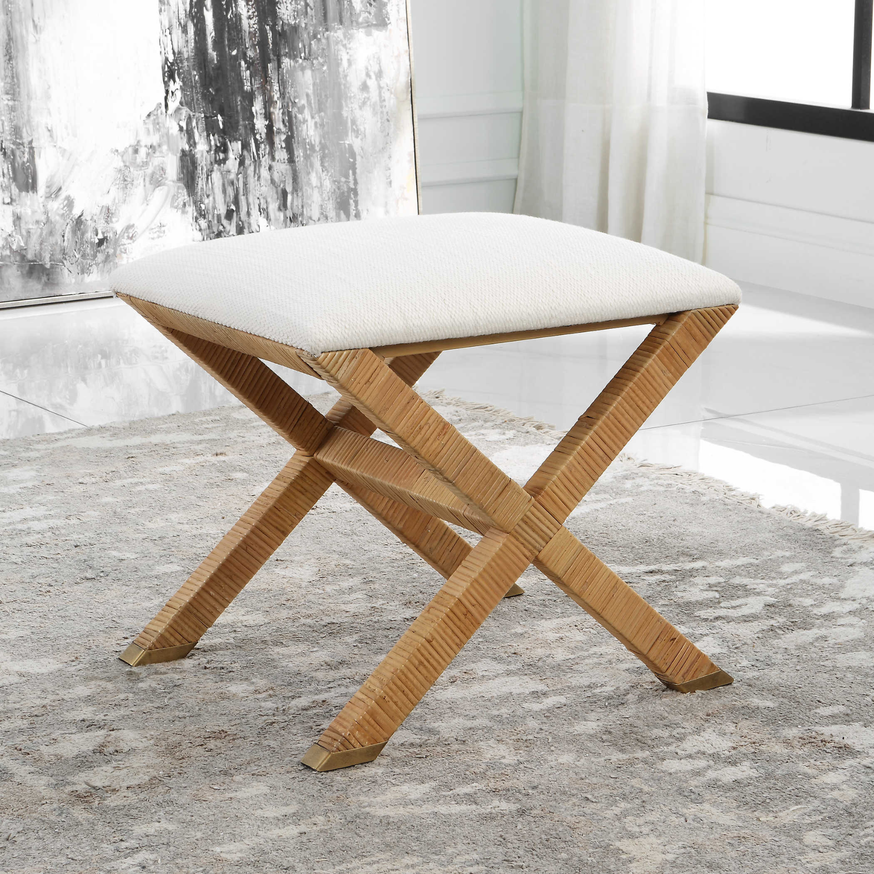 Taffeta Small Bench 6 - FURNITURE - ottoman Uttermost