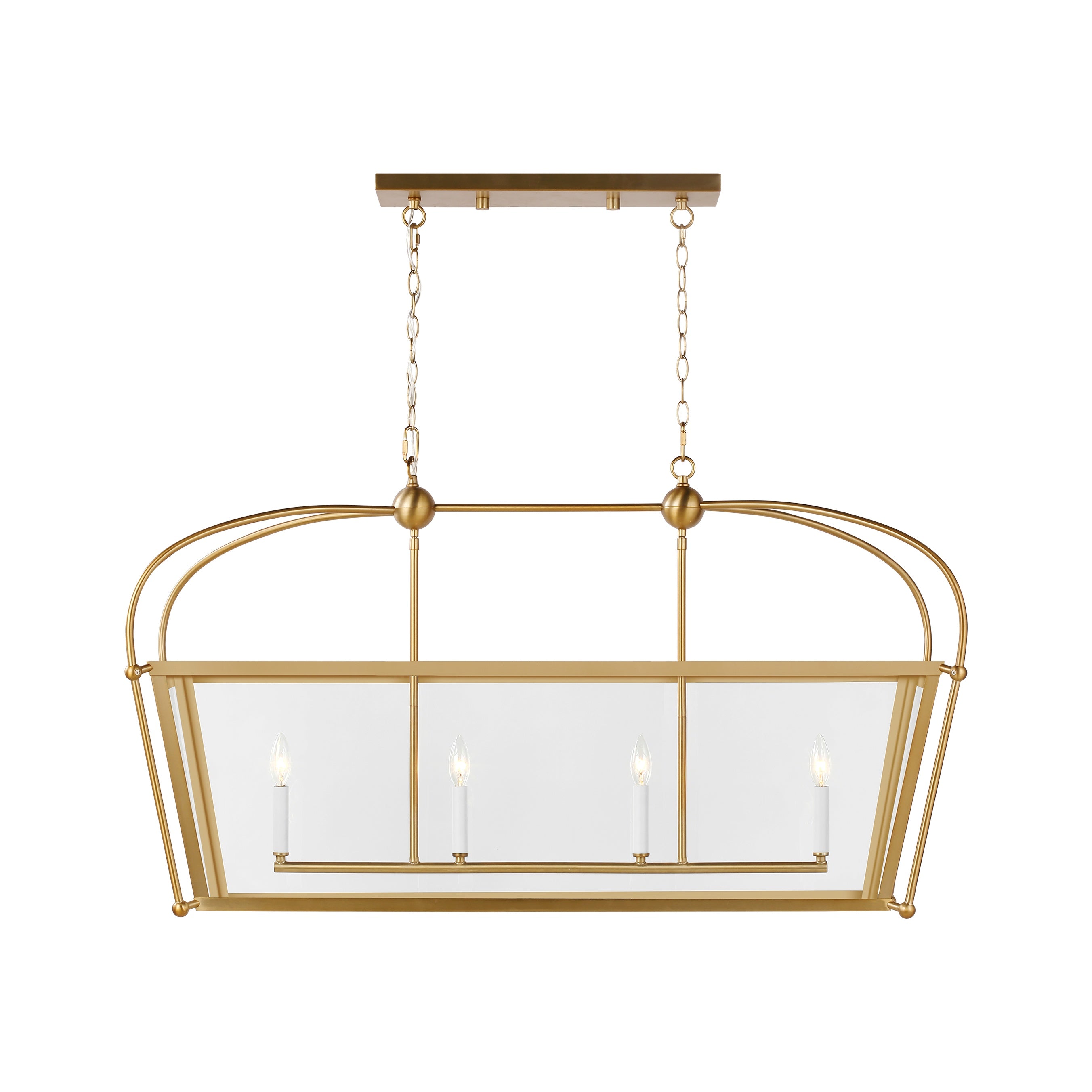 Charleston Four Light Linear Lantern LIGHTING - chandelier Visual Comfort - Studio Satin Brass