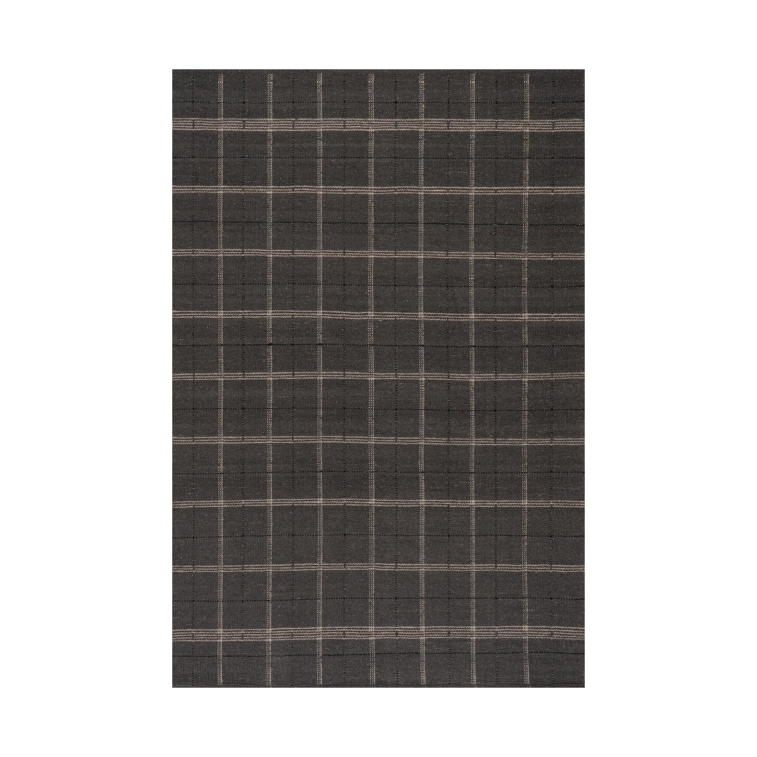 Nate Berkus Downing Plaid Wool Cozy Area Rug RUGS - wool Dash & Albert Black 3' x 5'