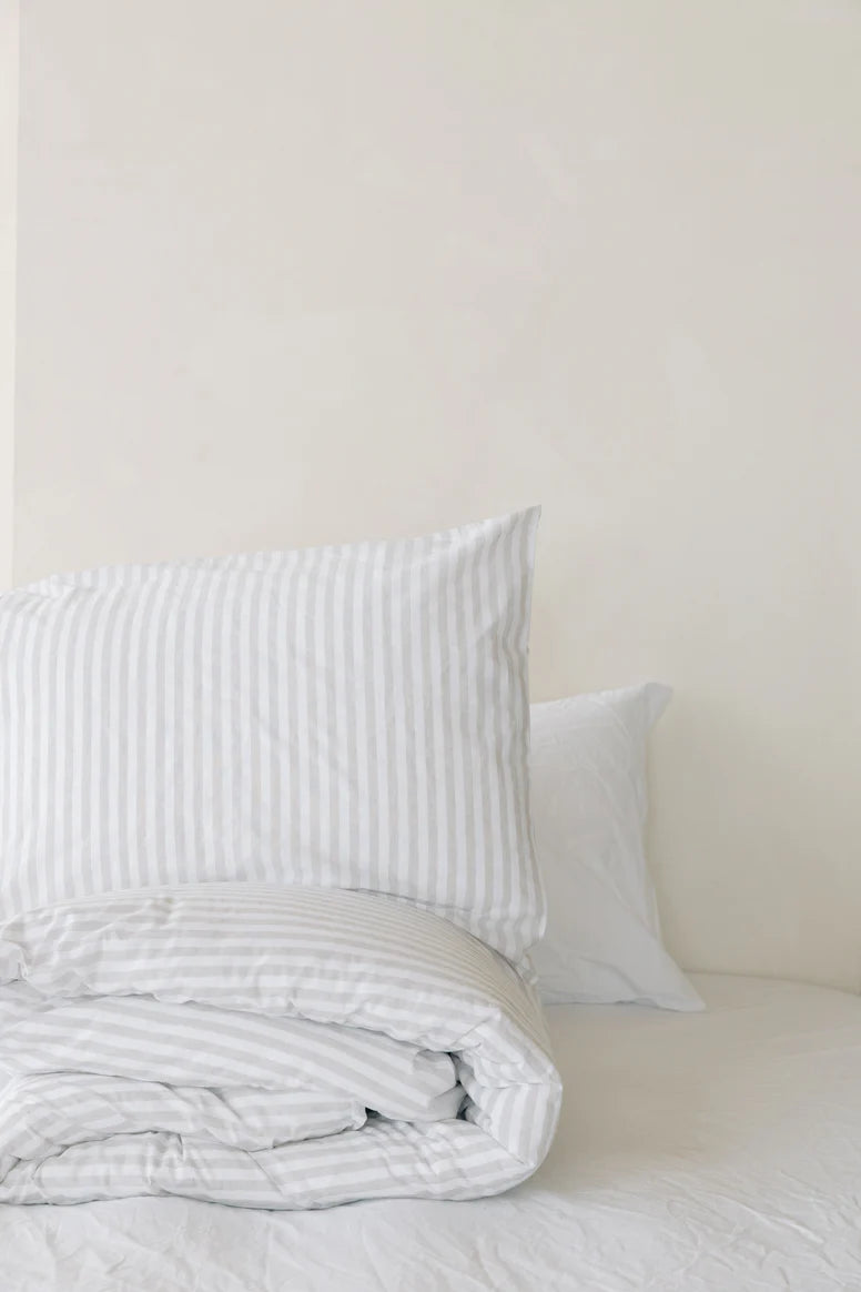 Turkish Cotton Pillow Case Fitted Sheet House of Jude Queen Stripe