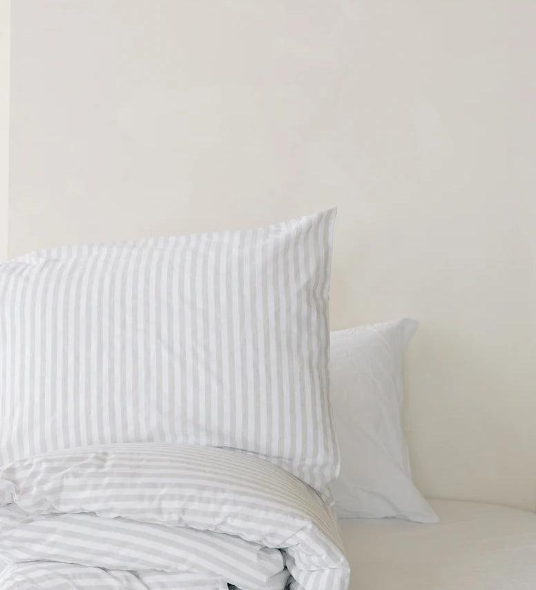 Turkish Cotton Pillow Case Set Fitted Sheet House of Jude Queen Stripe