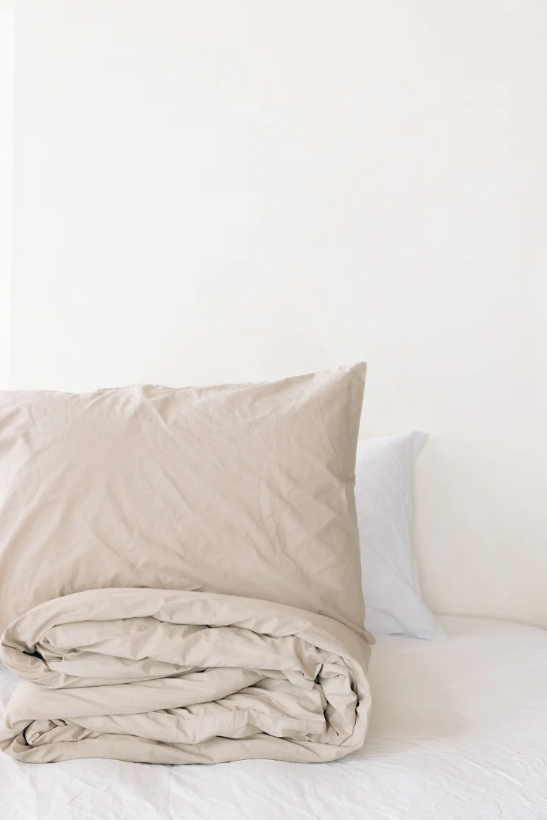 Turkish Cotton Pillow Case Fitted Sheet House of Jude Queen Truffle