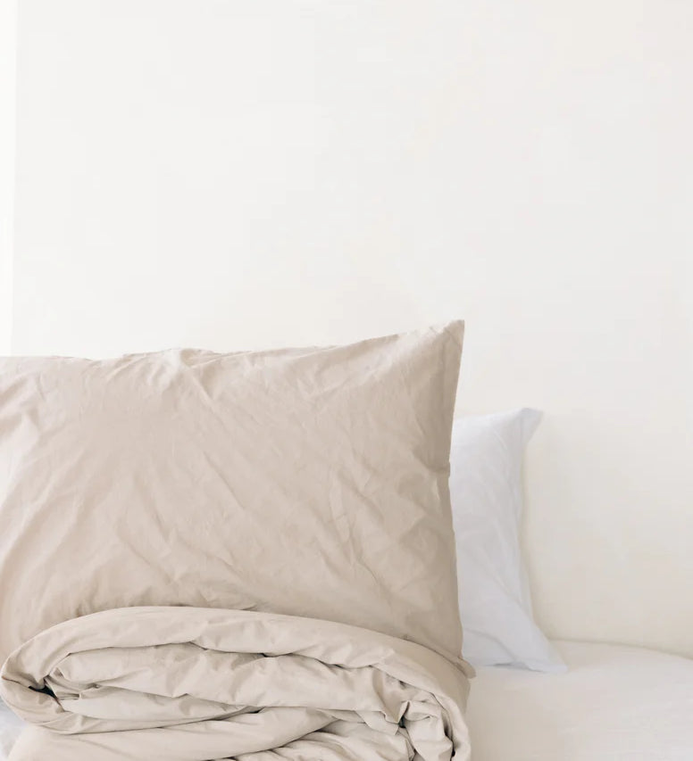 Turkish Cotton Pillow Case Set Fitted Sheet House of Jude Queen Truffle