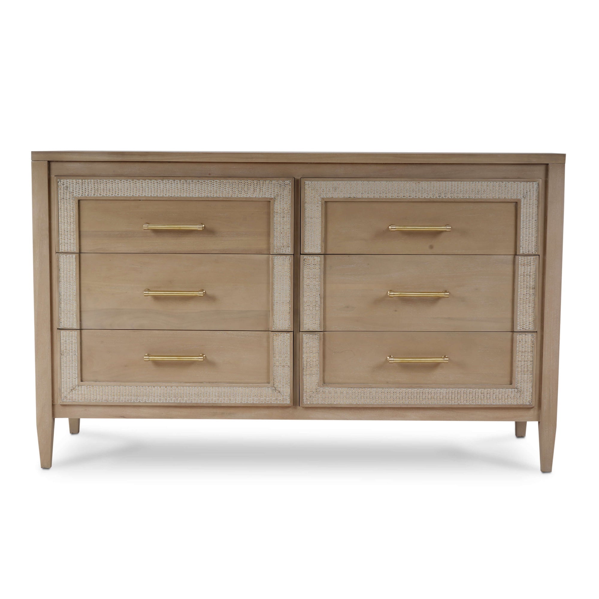 Belgra 6 Drawer Dresser FURNITURE - dressers & chests Bramble Sandbar w/ White Inset Rattan