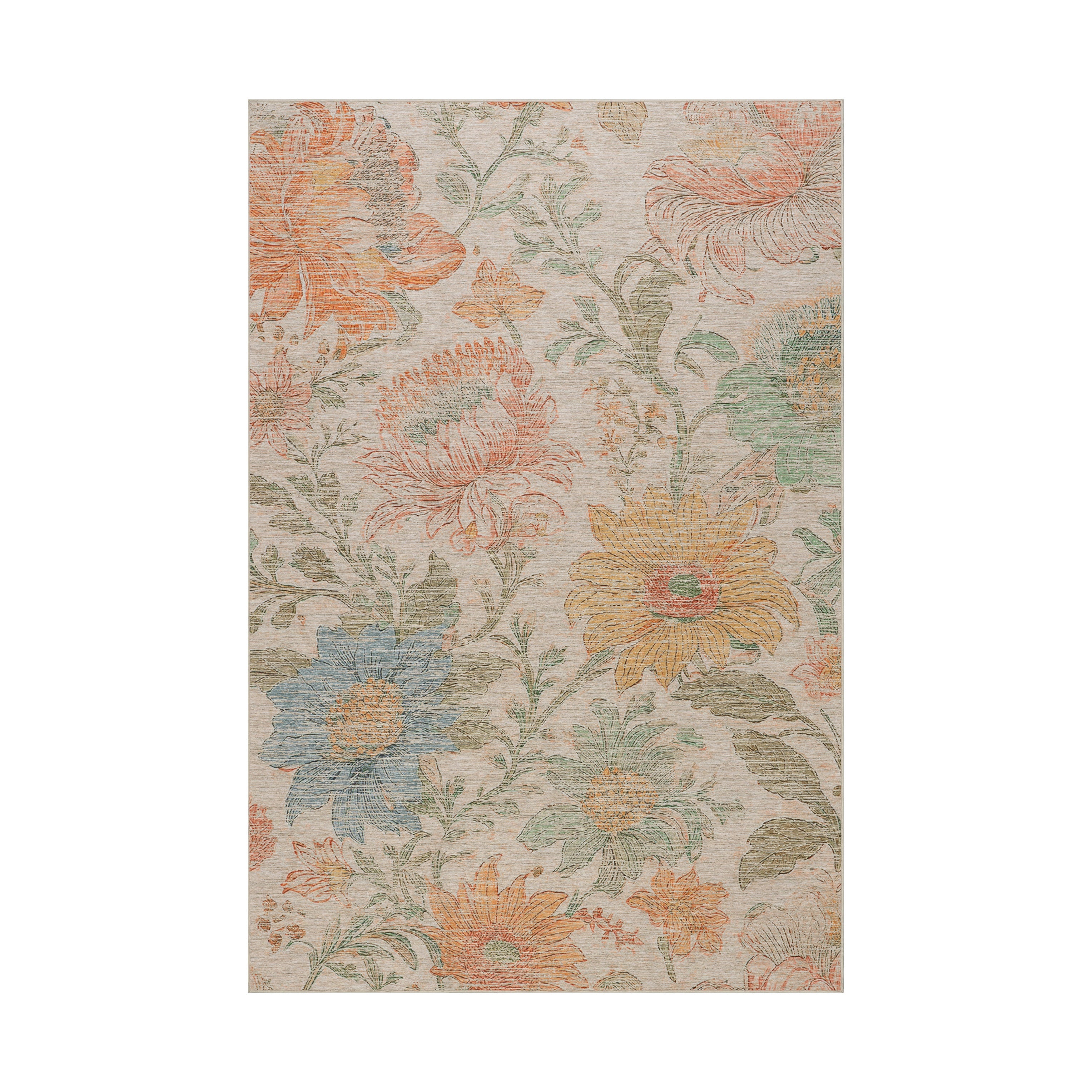 Zell Transitional Floral Machine Washable Rug RUGS - synthetic Dash & Albert 2' x 3'