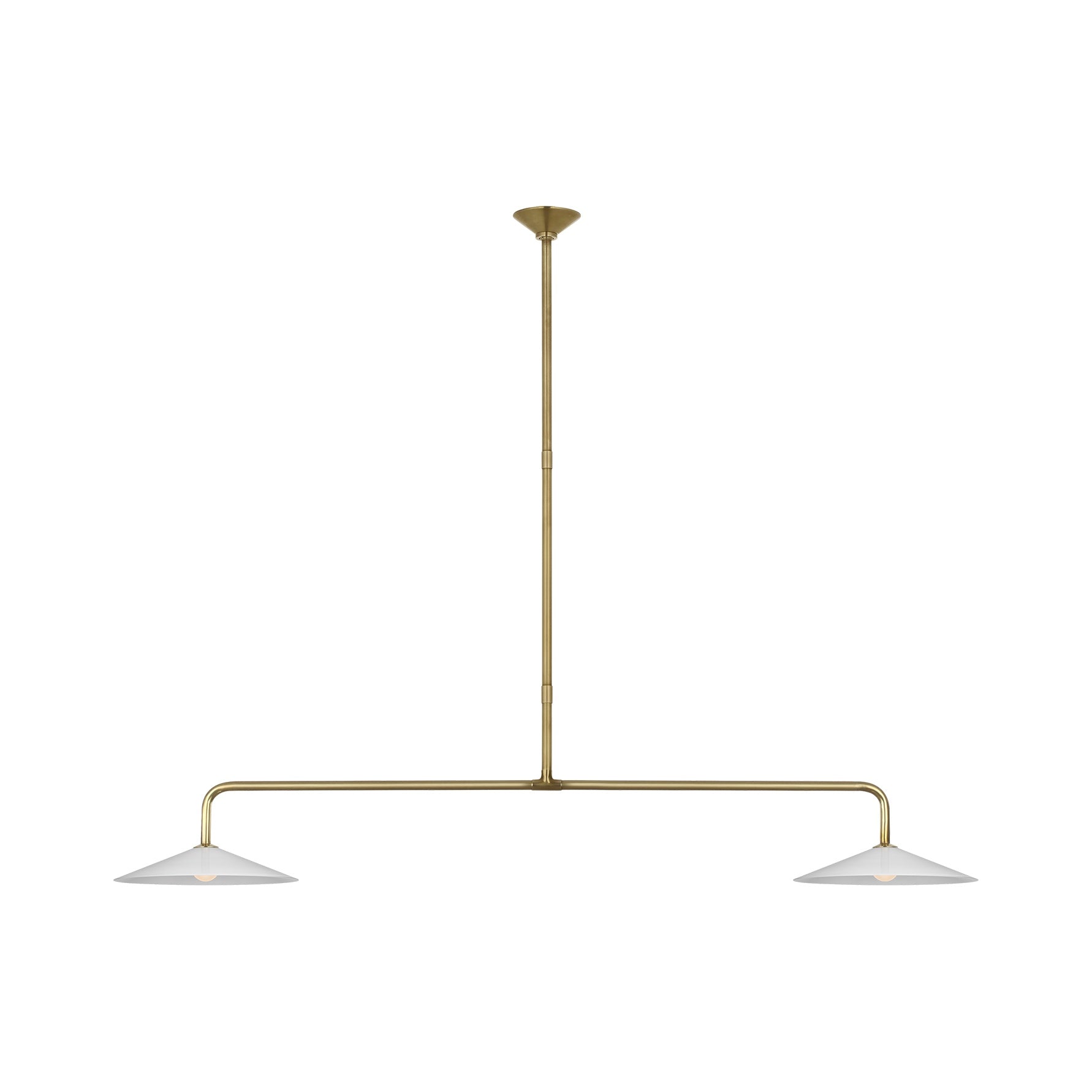 Ponce 62" Linear Pendant LIGHTING - pendant Visual Comfort - Signature Hand-Rubbed Antique Brass White Glass