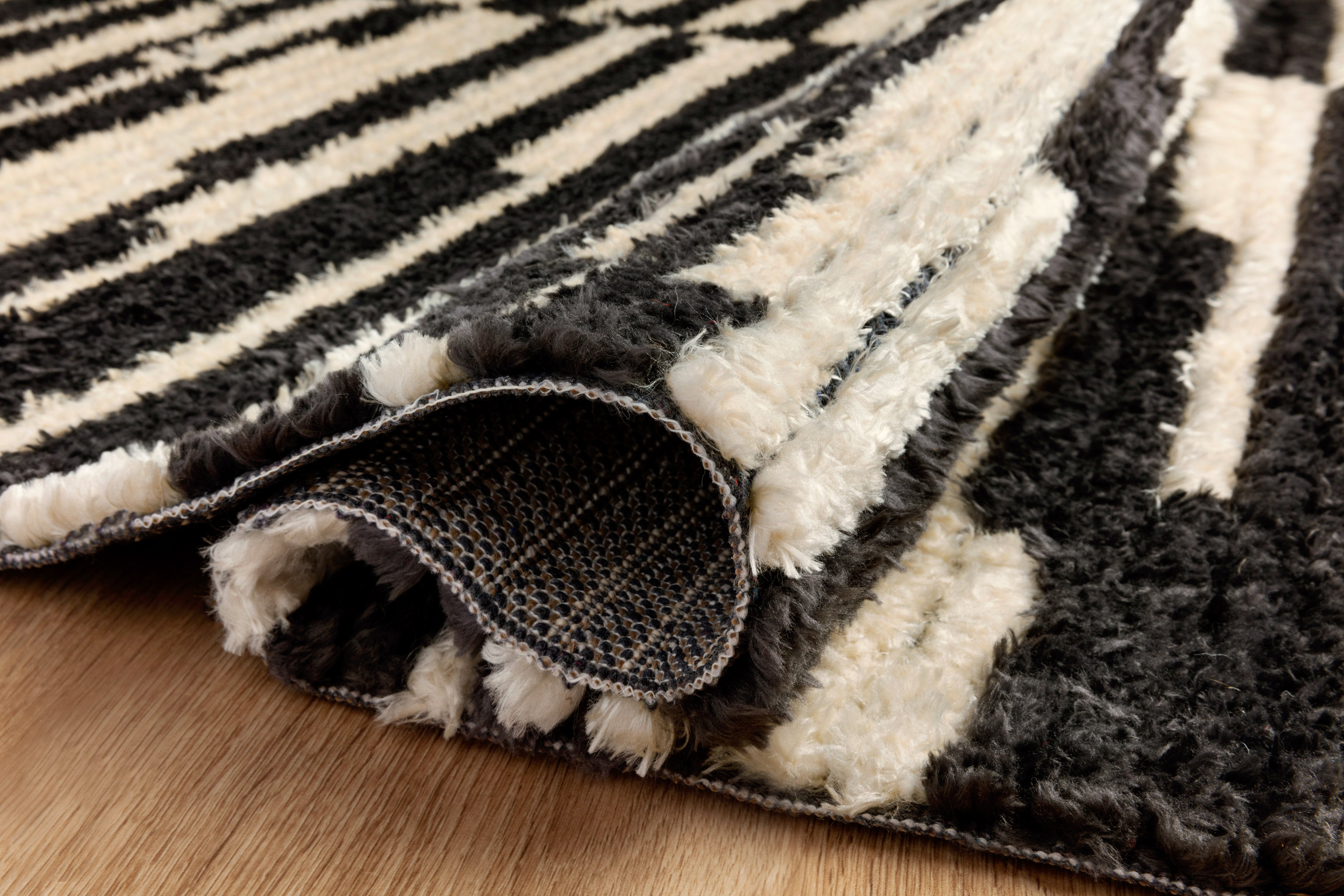 Chris Loves Julia x Loloi Alice Cream / Charcoal Rug No.3 RUGS - synthetic Loloi