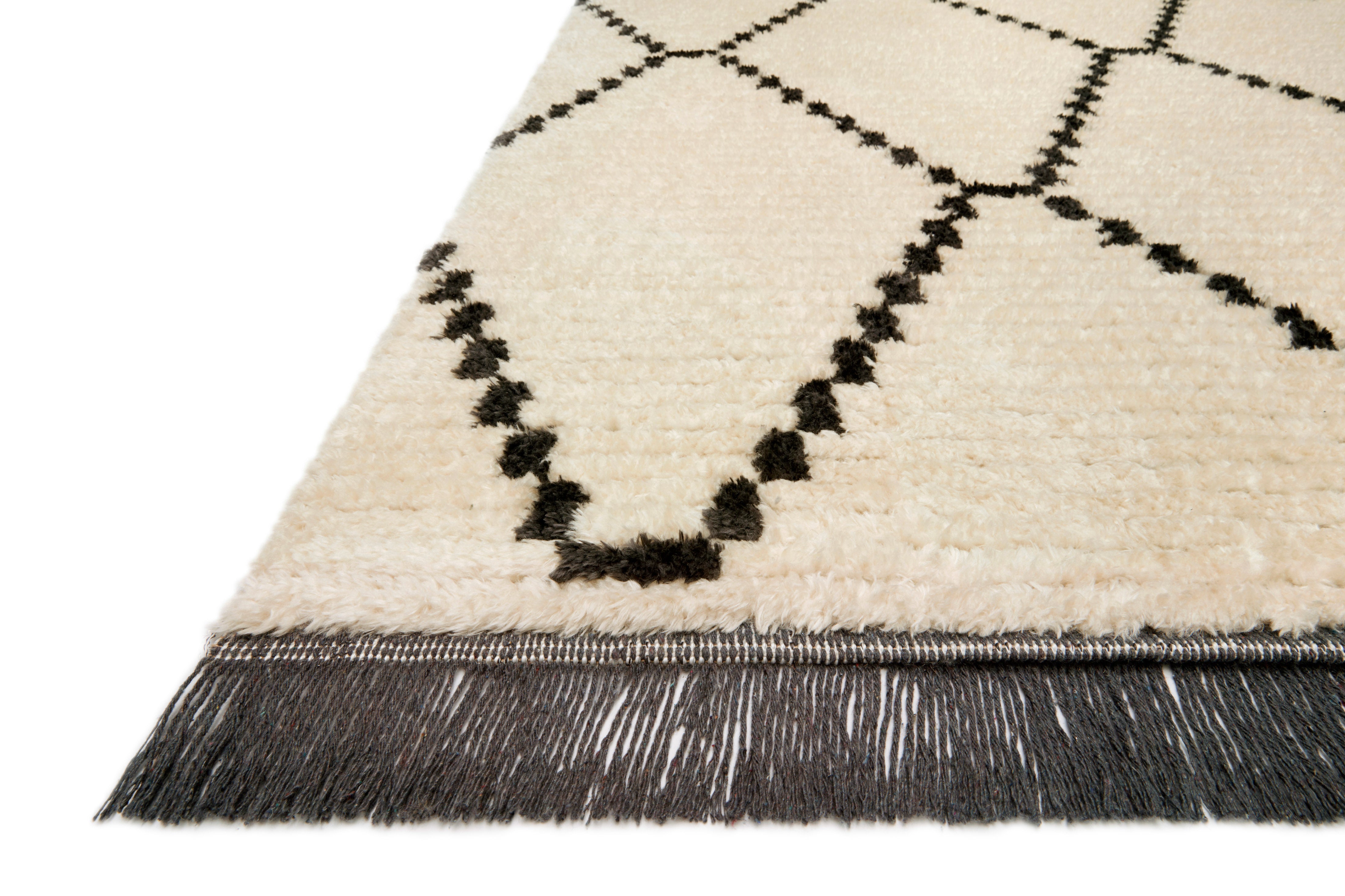 Chris Loves Julia x Loloi Alice Cream / Charcoal Rug No.4 RUGS - synthetic Loloi
