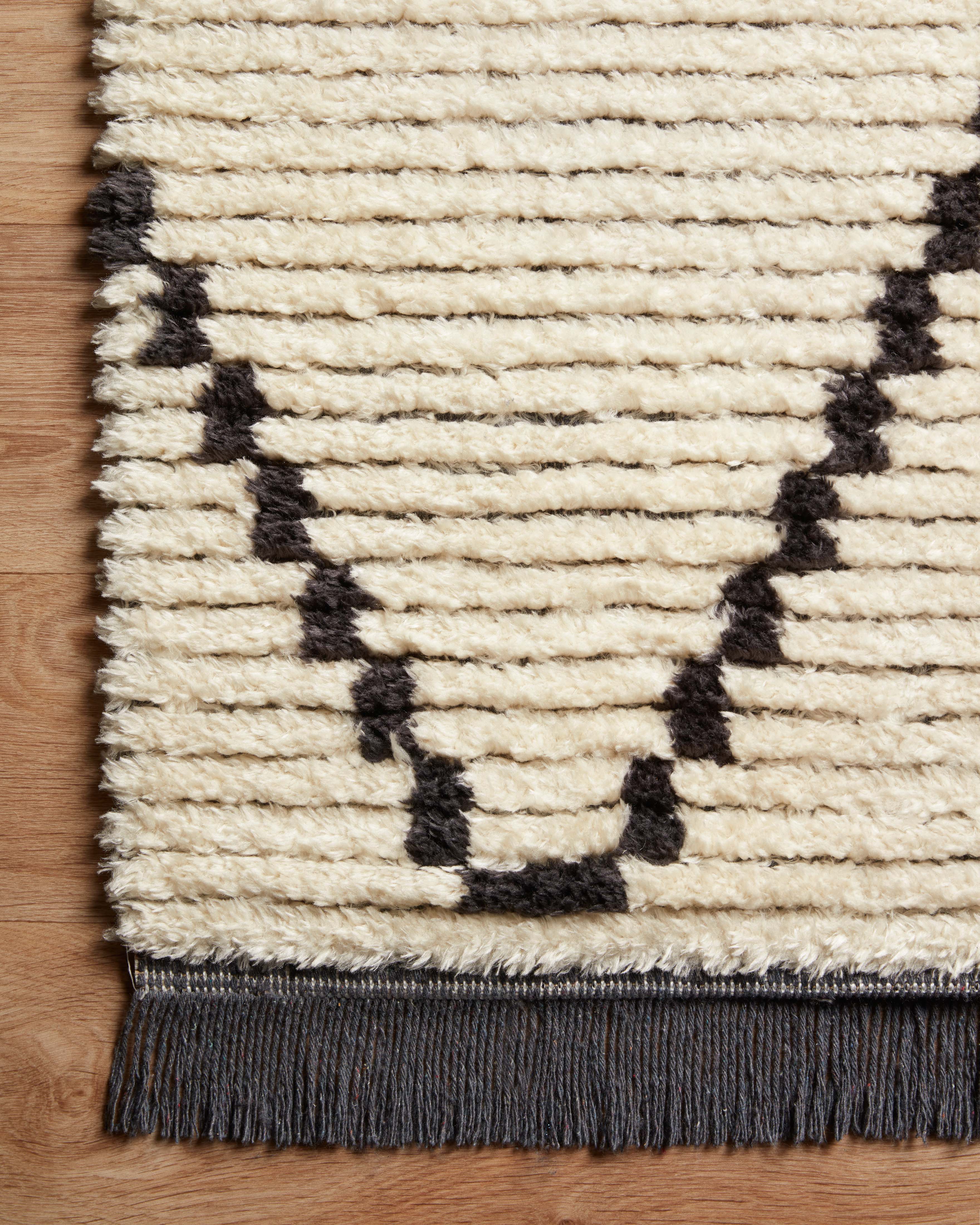 Chris Loves Julia x Loloi Alice Cream / Charcoal Rug No.4 RUGS - synthetic Loloi