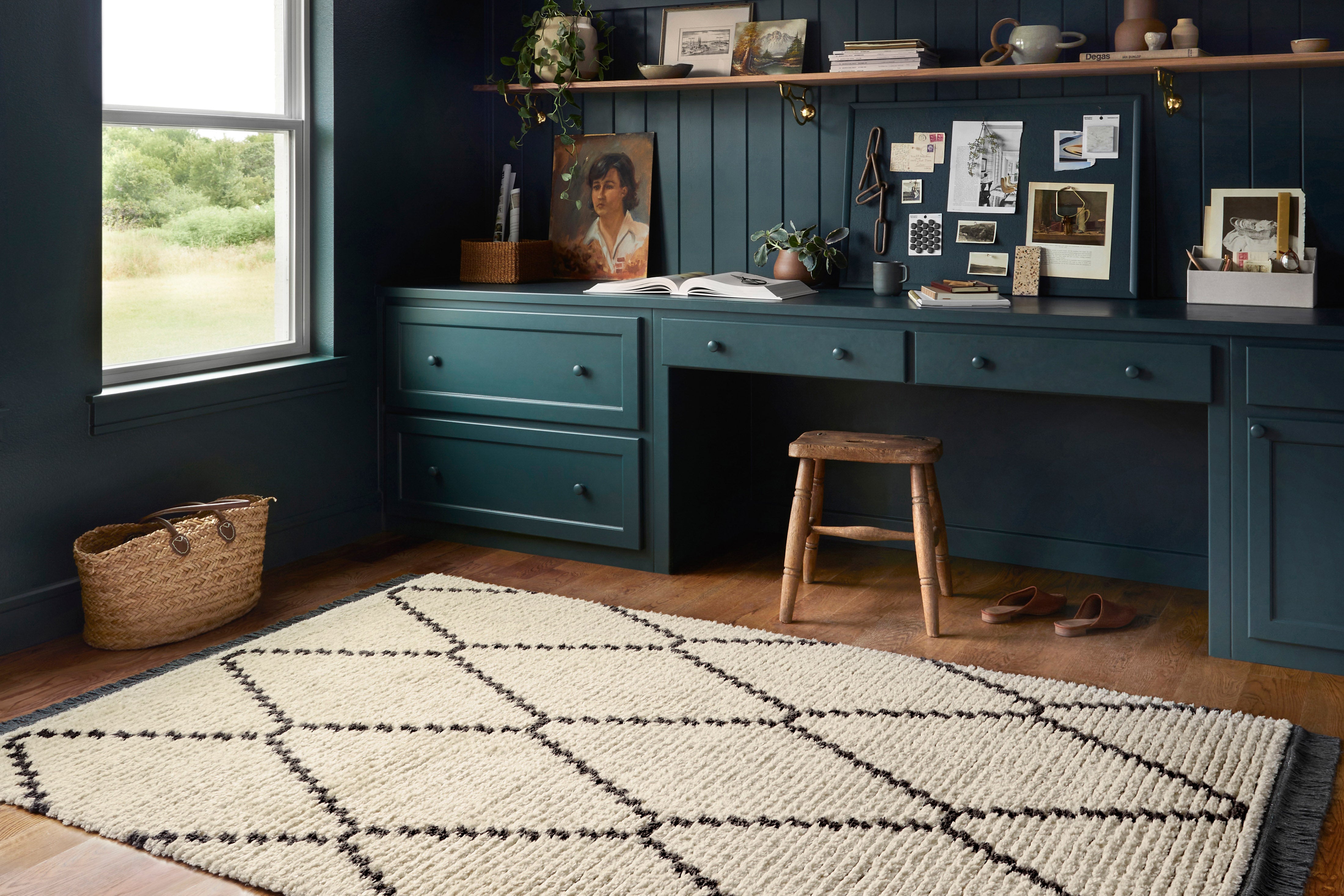 Chris Loves Julia x Loloi Alice Cream / Charcoal Rug No.4 RUGS - synthetic Loloi
