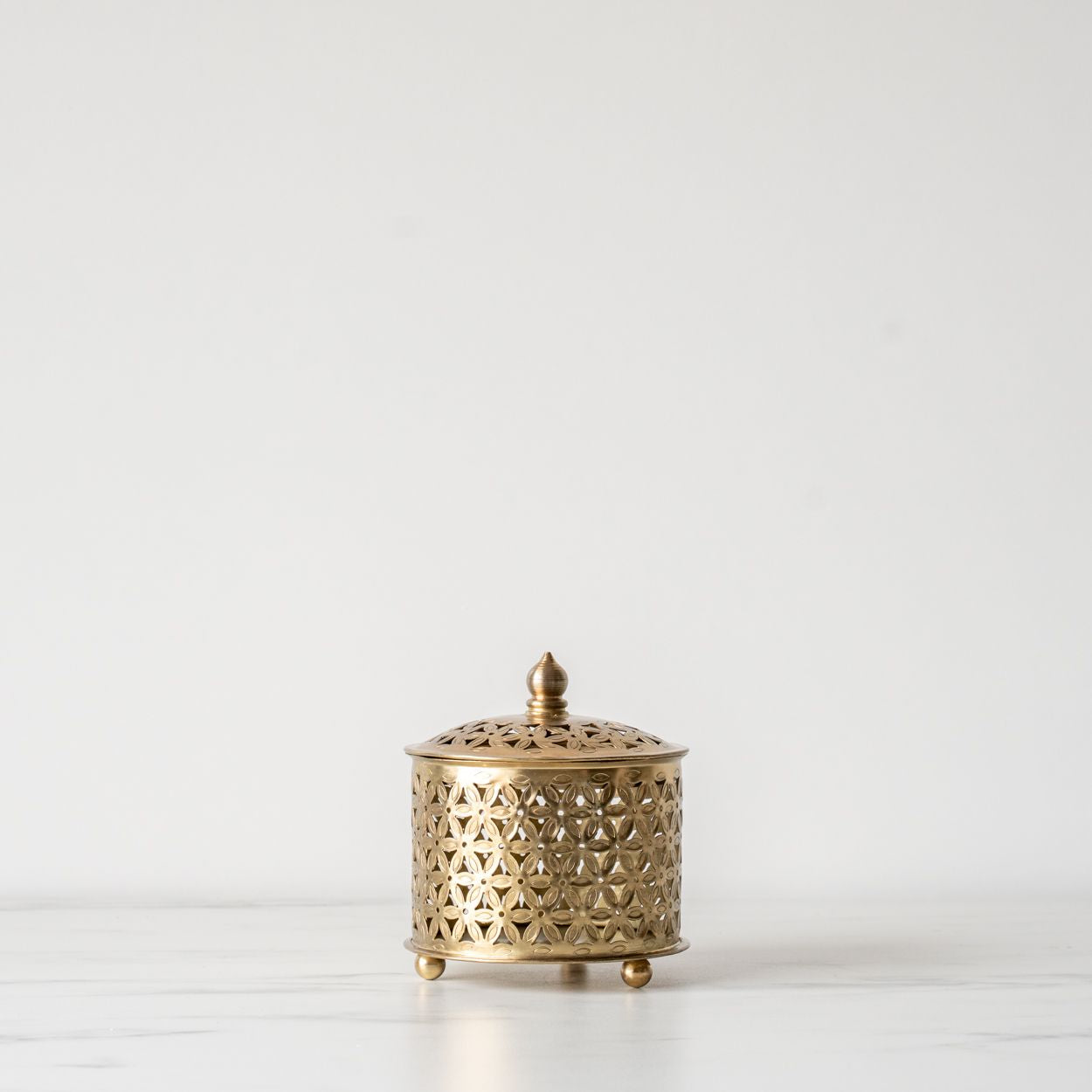 Antiqued Brass Jar with Lid