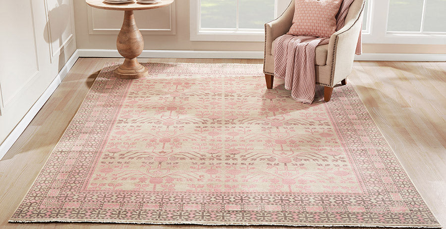 Benara Pink Hand Knotted Rug RUGS - wool Momeni