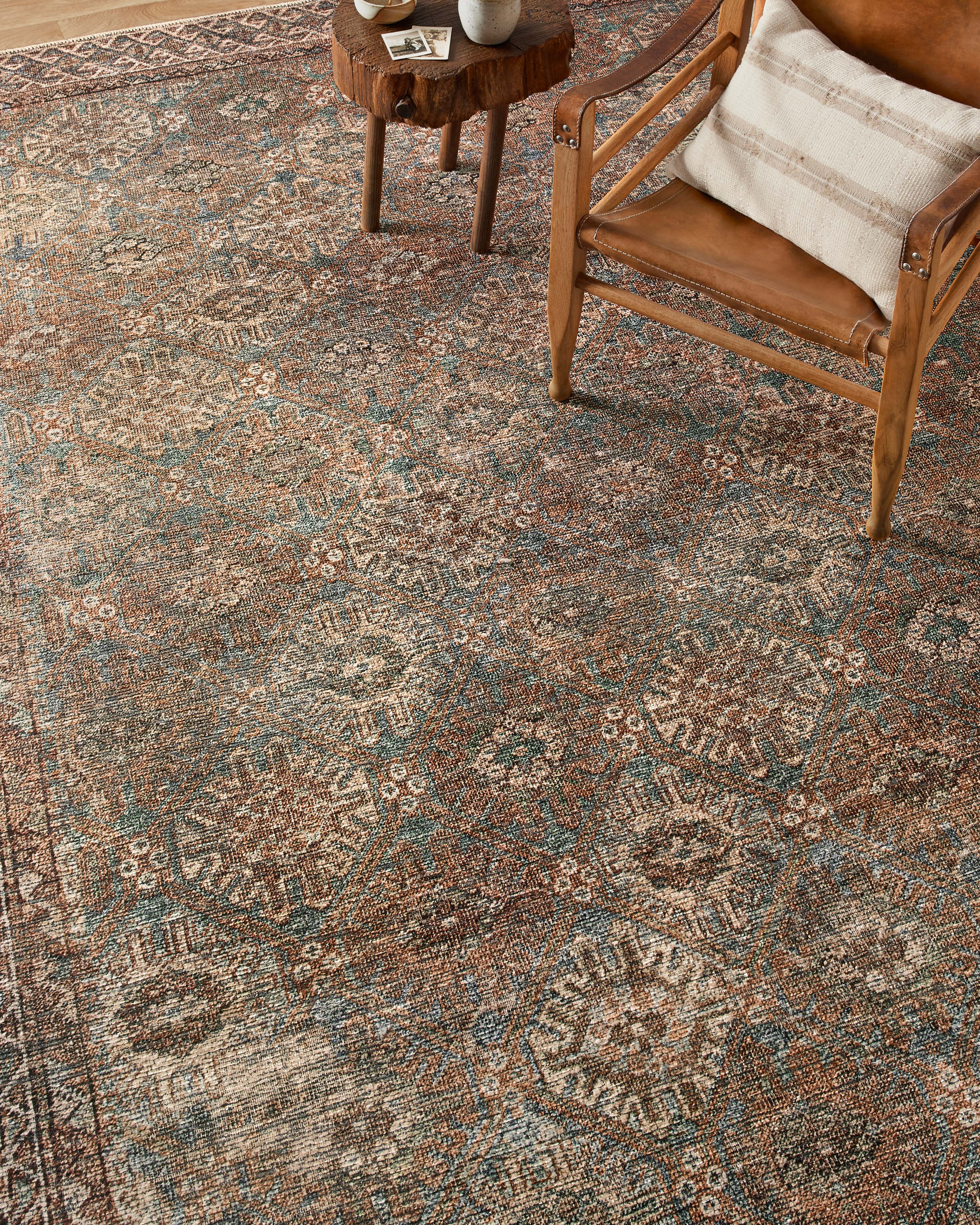 Amber Lewis x Loloi Billie Aqua / Rust Rug 0-patterned rugs Loloi